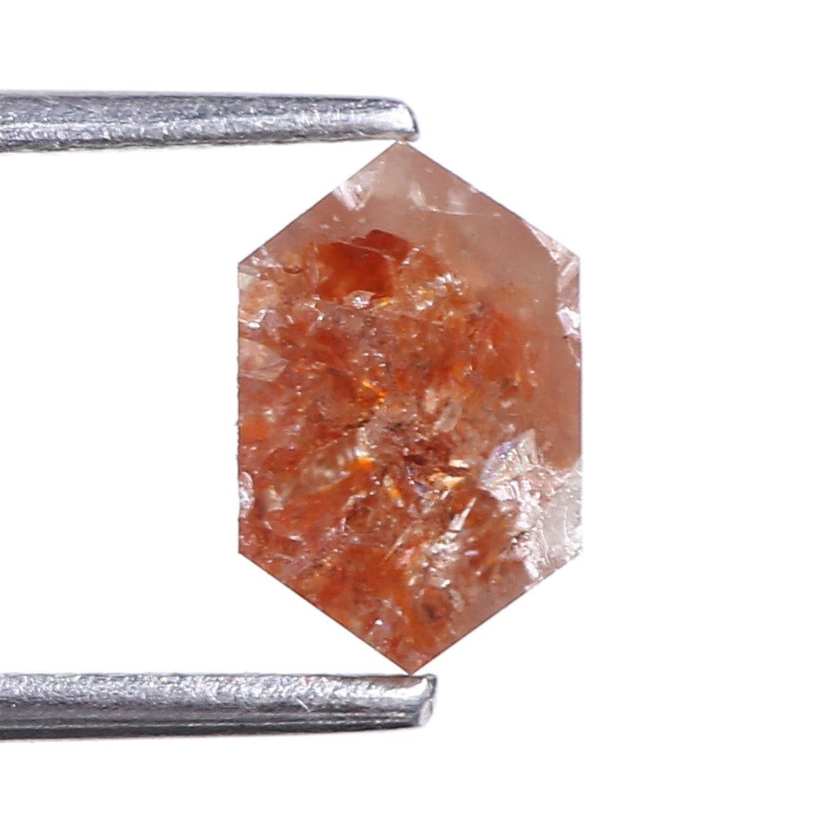 1.34 Carat Natural Orange Hexagon Cut Salt And Pepper Diamond 8.30 MM