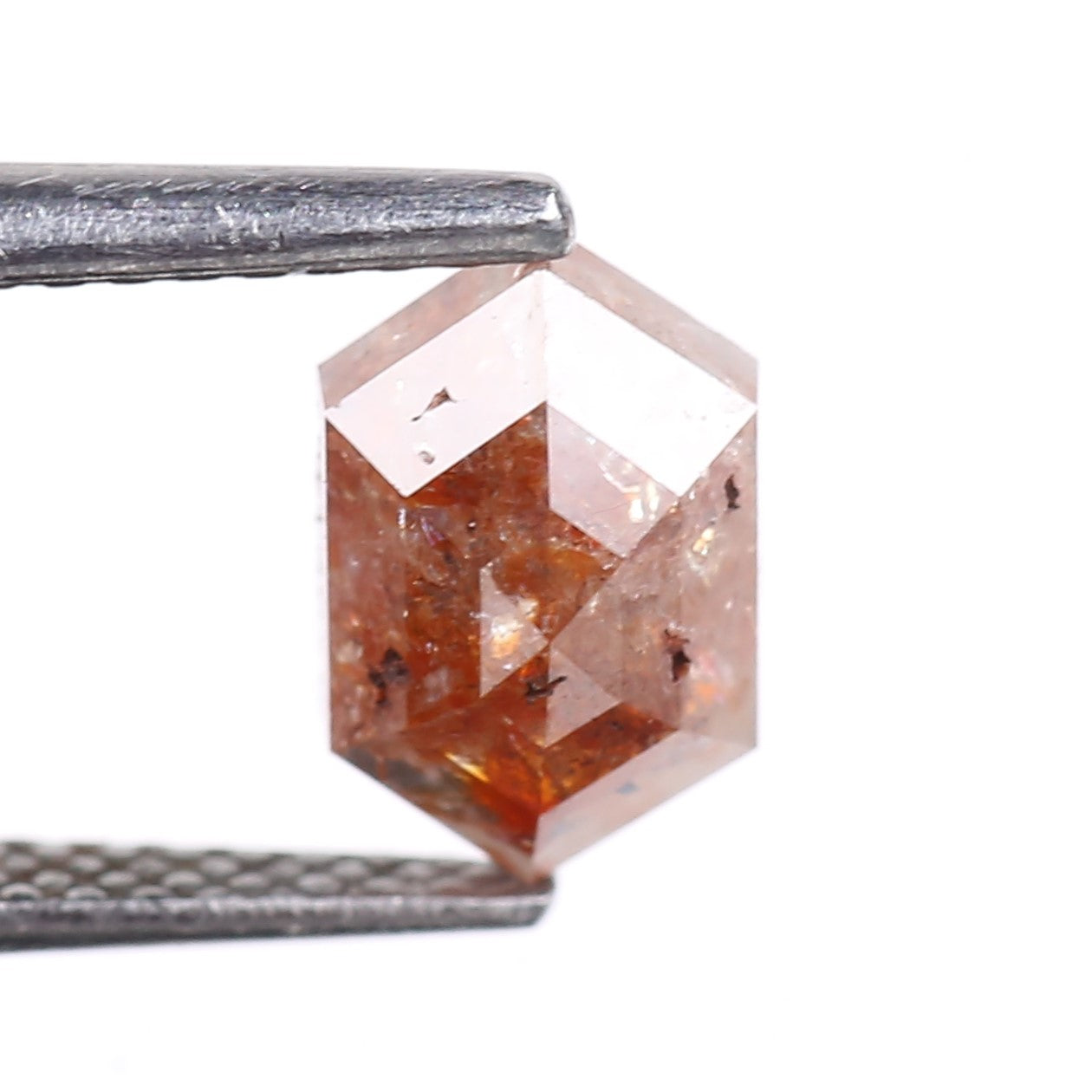 1.34 Carat Natural Orange Hexagon Cut Salt And Pepper Diamond 8.30 MM
