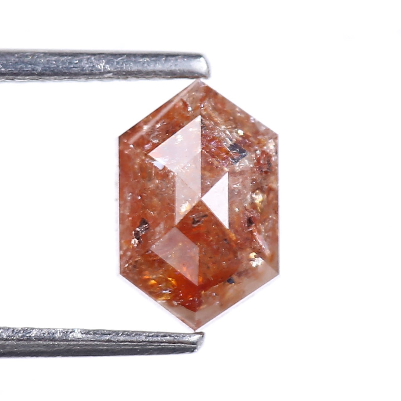 1.34 Carat Natural Orange Hexagon Cut Salt And Pepper Diamond 8.30 MM