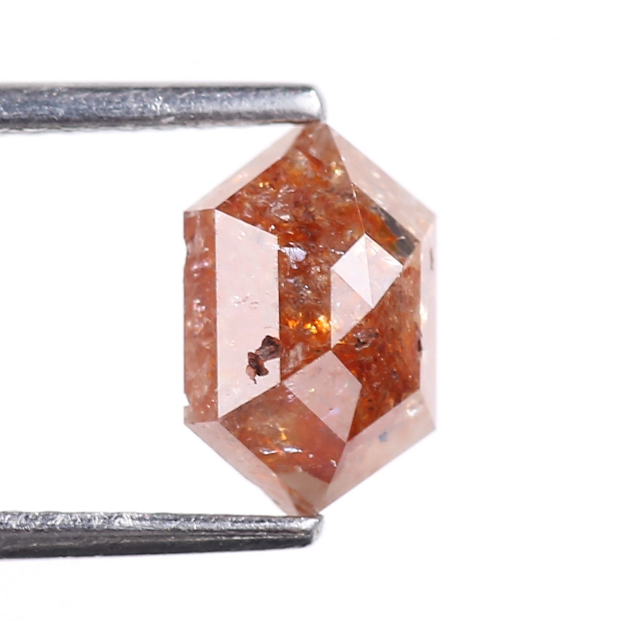 1.34 Carat Natural Orange Hexagon Cut Salt And Pepper Diamond 8.30 MM