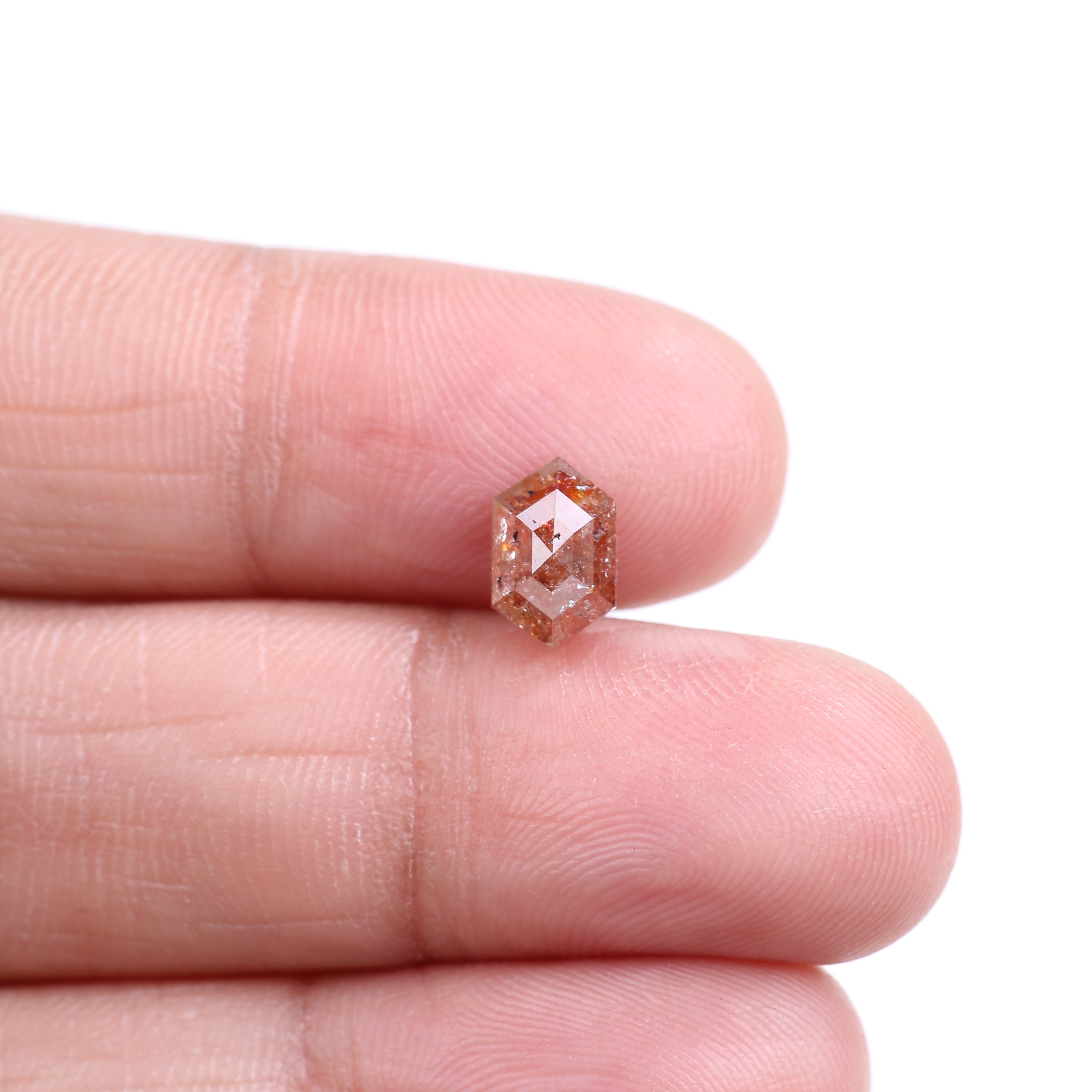 1.34 Carat Natural Orange Hexagon Cut Salt And Pepper Diamond 8.30 MM