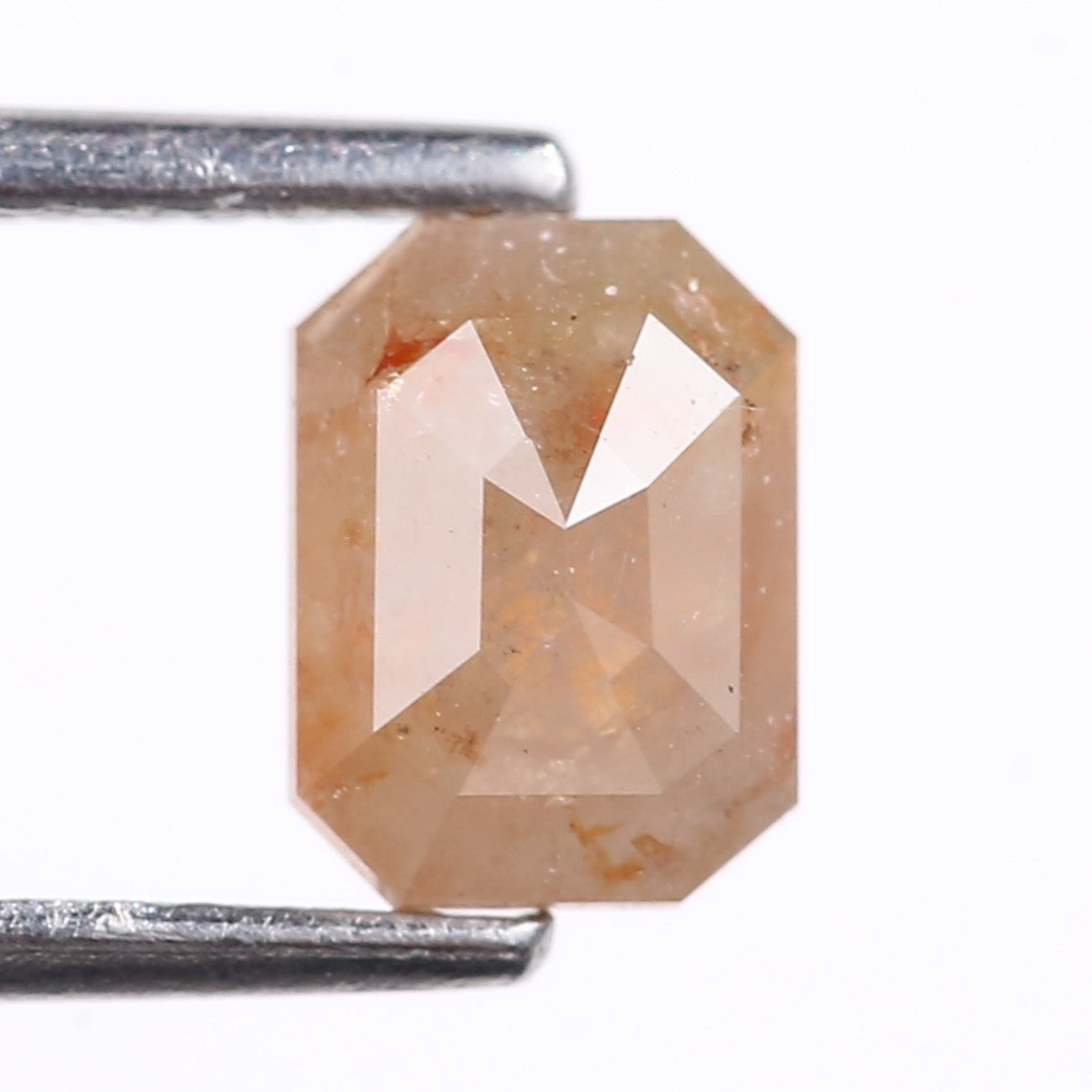 1.03 Carat Natural Peach Emerald Cut Salt And Pepper Diamond 6.63 MM