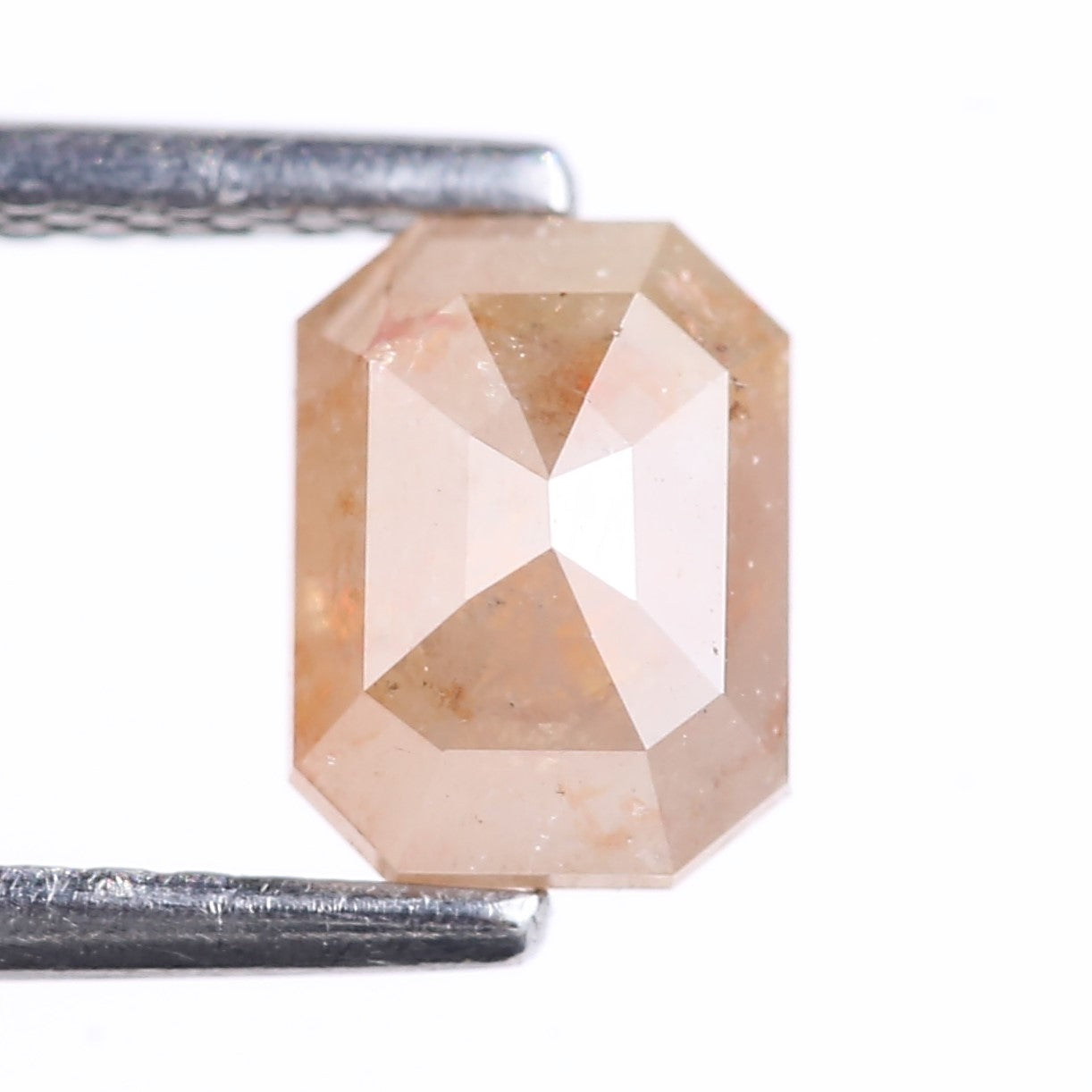 1.03 Carat Natural Peach Emerald Cut Salt And Pepper Diamond 6.63 MM
