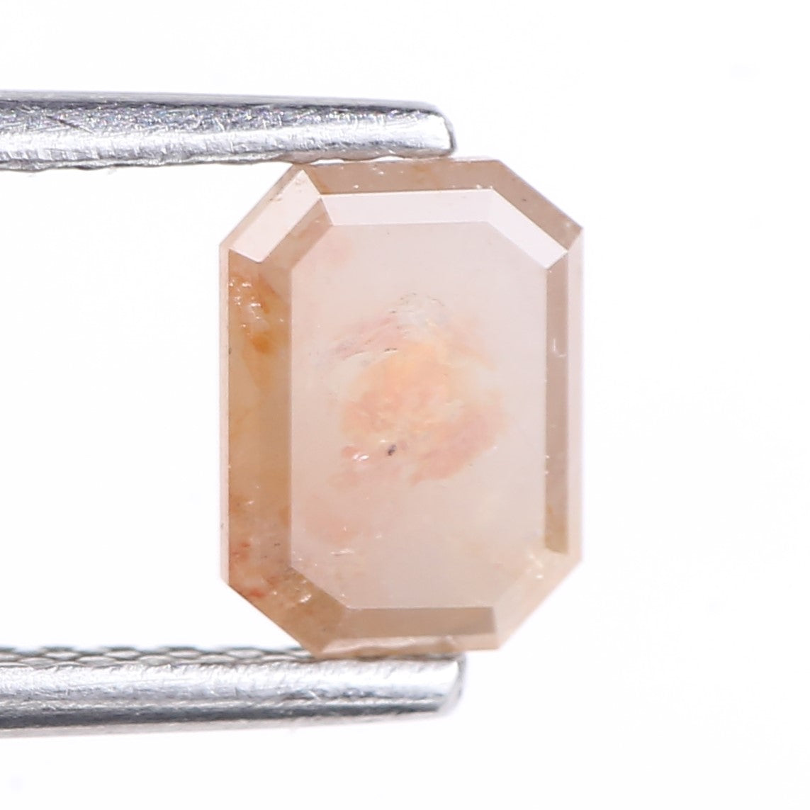 1.03 Carat Natural Peach Emerald Cut Salt And Pepper Diamond 6.63 MM