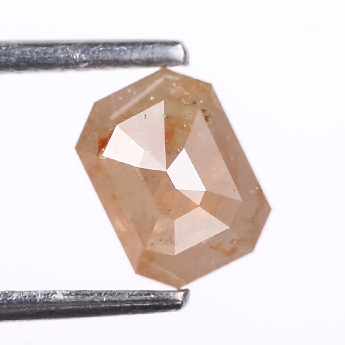 1.03 Carat Natural Peach Emerald Cut Salt And Pepper Diamond 6.63 MM