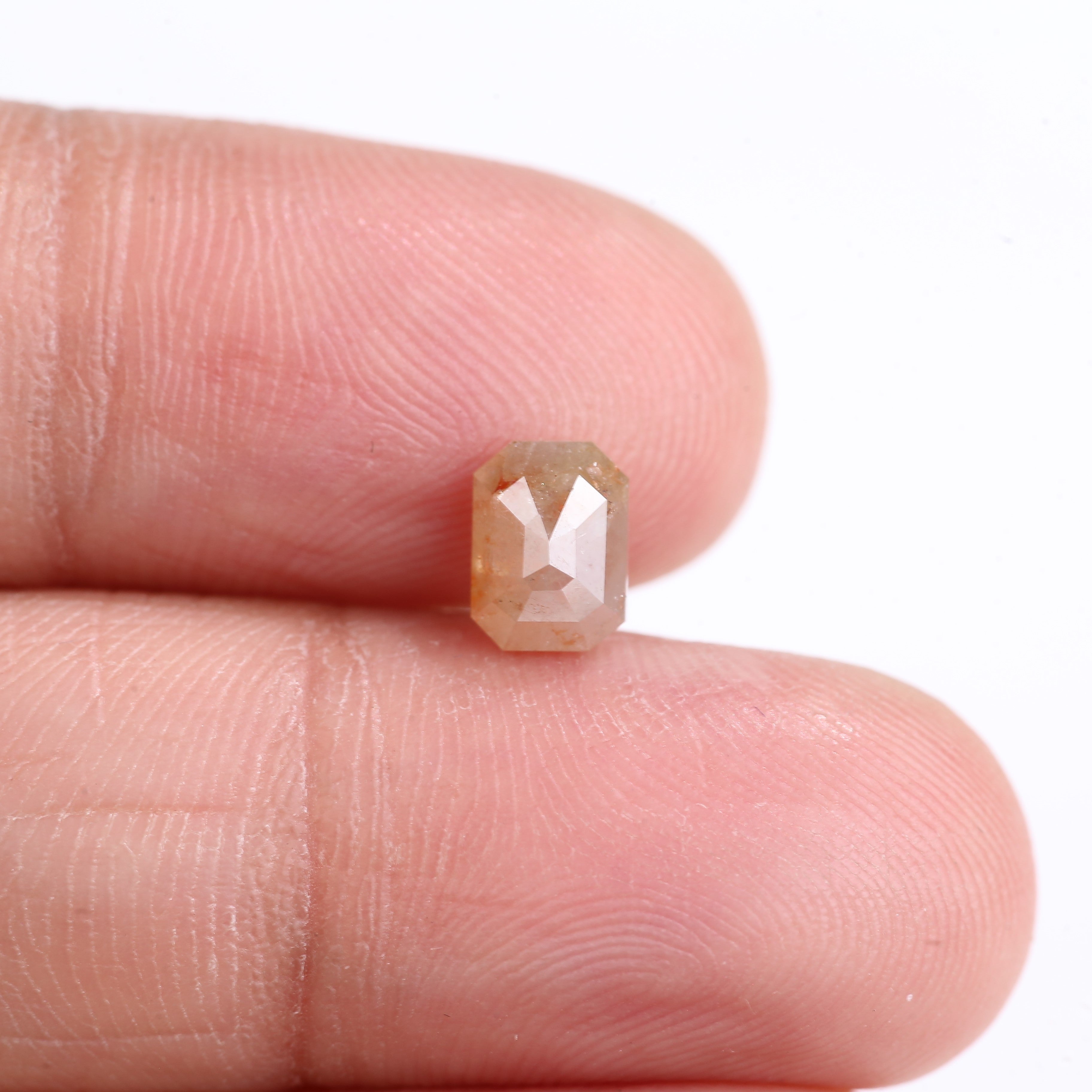1.03 Carat Natural Peach Emerald Cut Salt And Pepper Diamond 6.63 MM