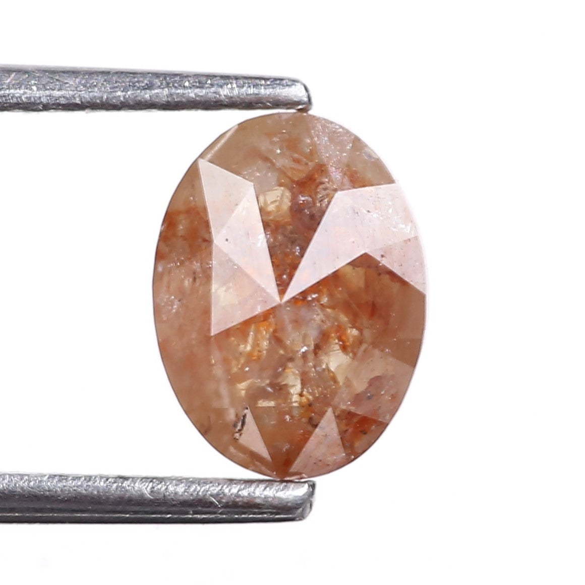 1.38 Carat Natural Orange Oval Rosecut Salt And Pepper Diamond 7.65 MM