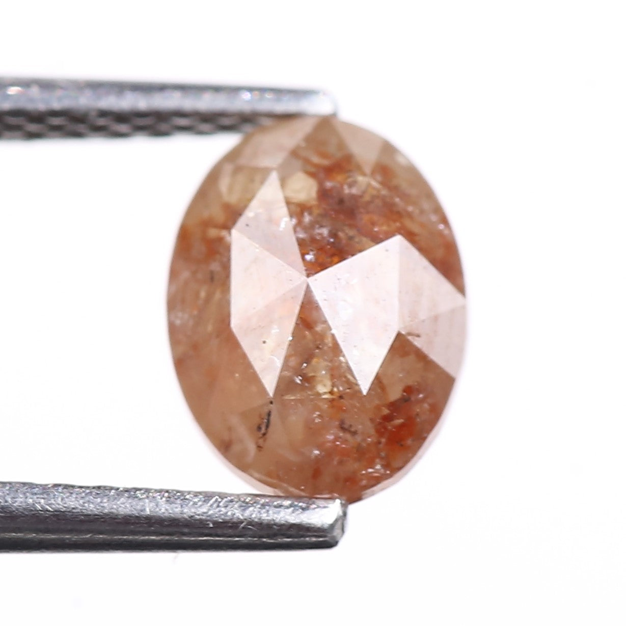 1.38 Carat Natural Orange Oval Rosecut Salt And Pepper Diamond 7.65 MM