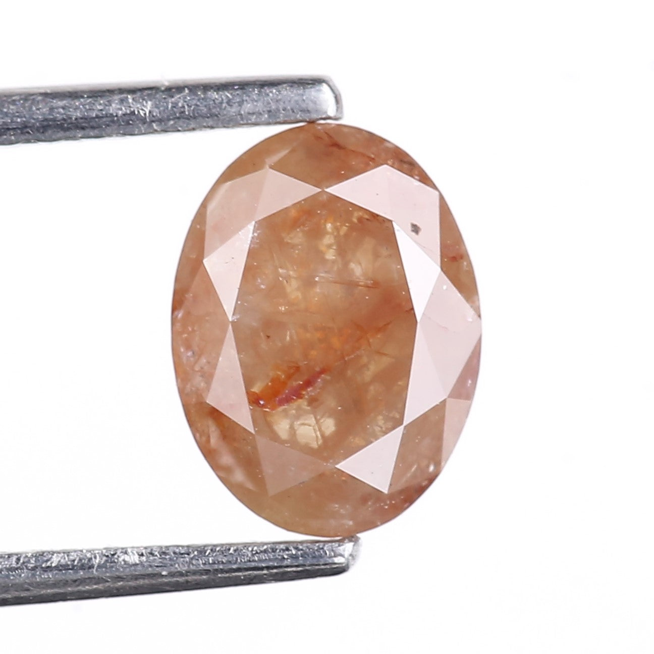 1.38 Carat Natural Orange Oval Rosecut Salt And Pepper Diamond 7.65 MM