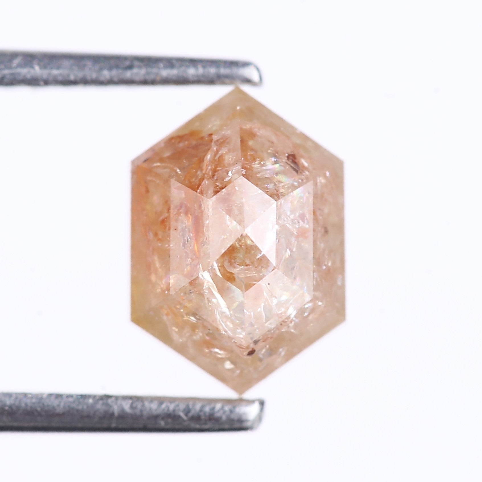 1.74 Carat Natural Orange Hexagon Cut Salt And Pepper Diamond 8 MM