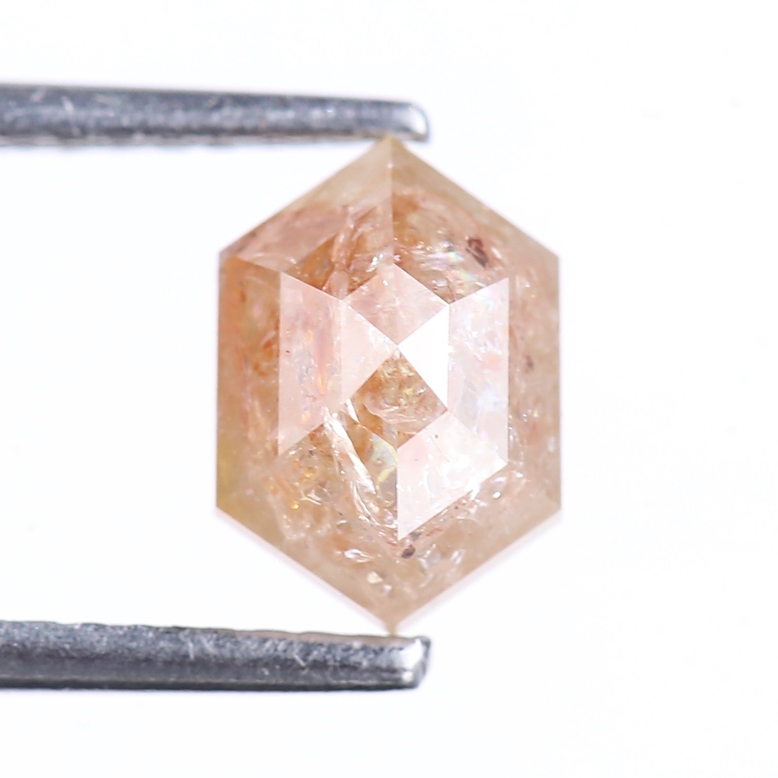 1.74 Carat Natural Orange Hexagon Cut Salt And Pepper Diamond 8 MM