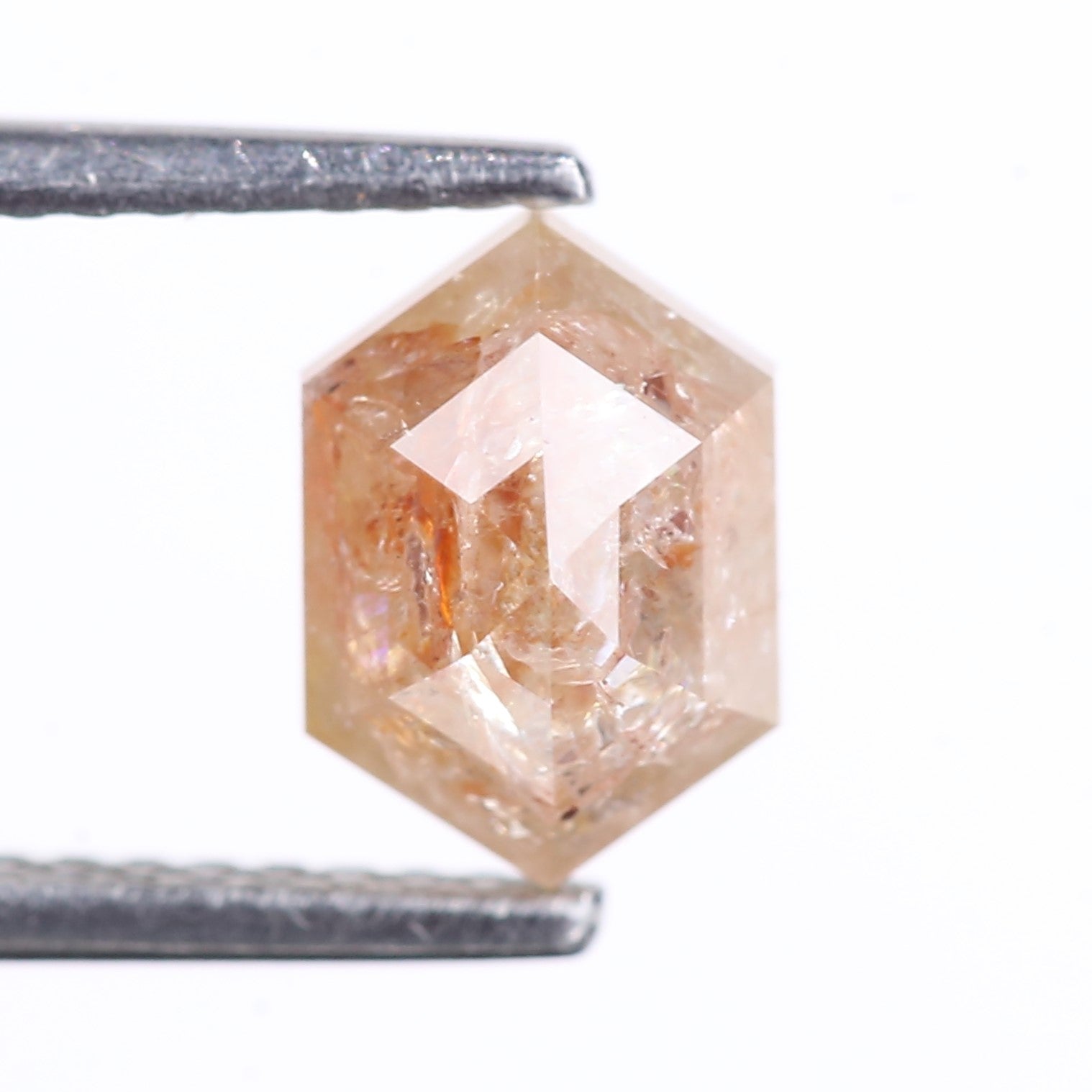 1.74 Carat Natural Orange Hexagon Cut Salt And Pepper Diamond 8 MM