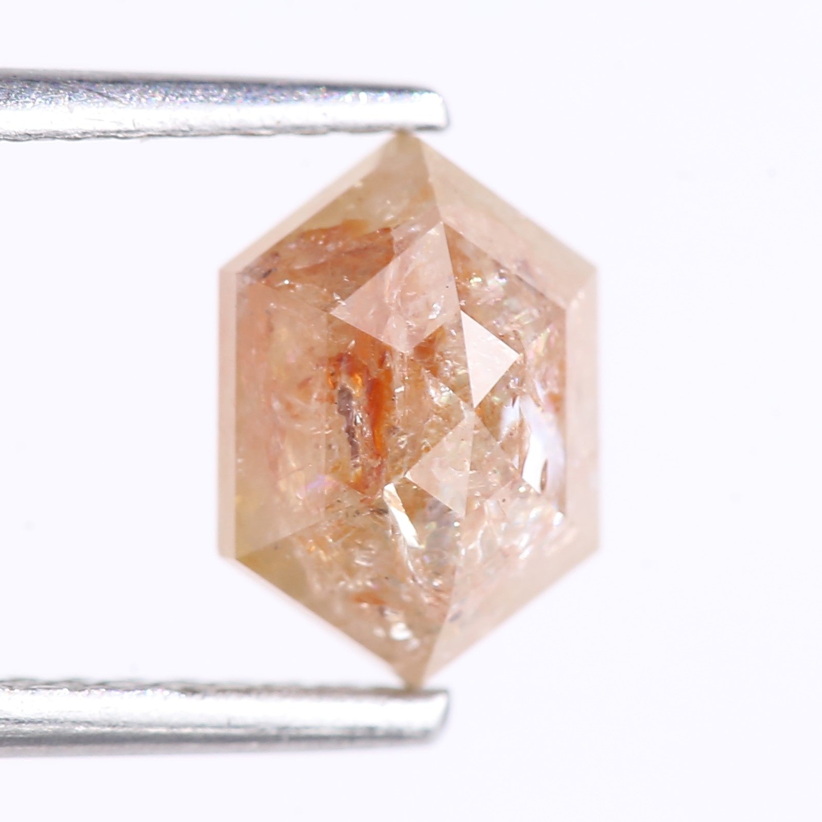 1.74 Carat Natural Orange Hexagon Cut Salt And Pepper Diamond 8 MM