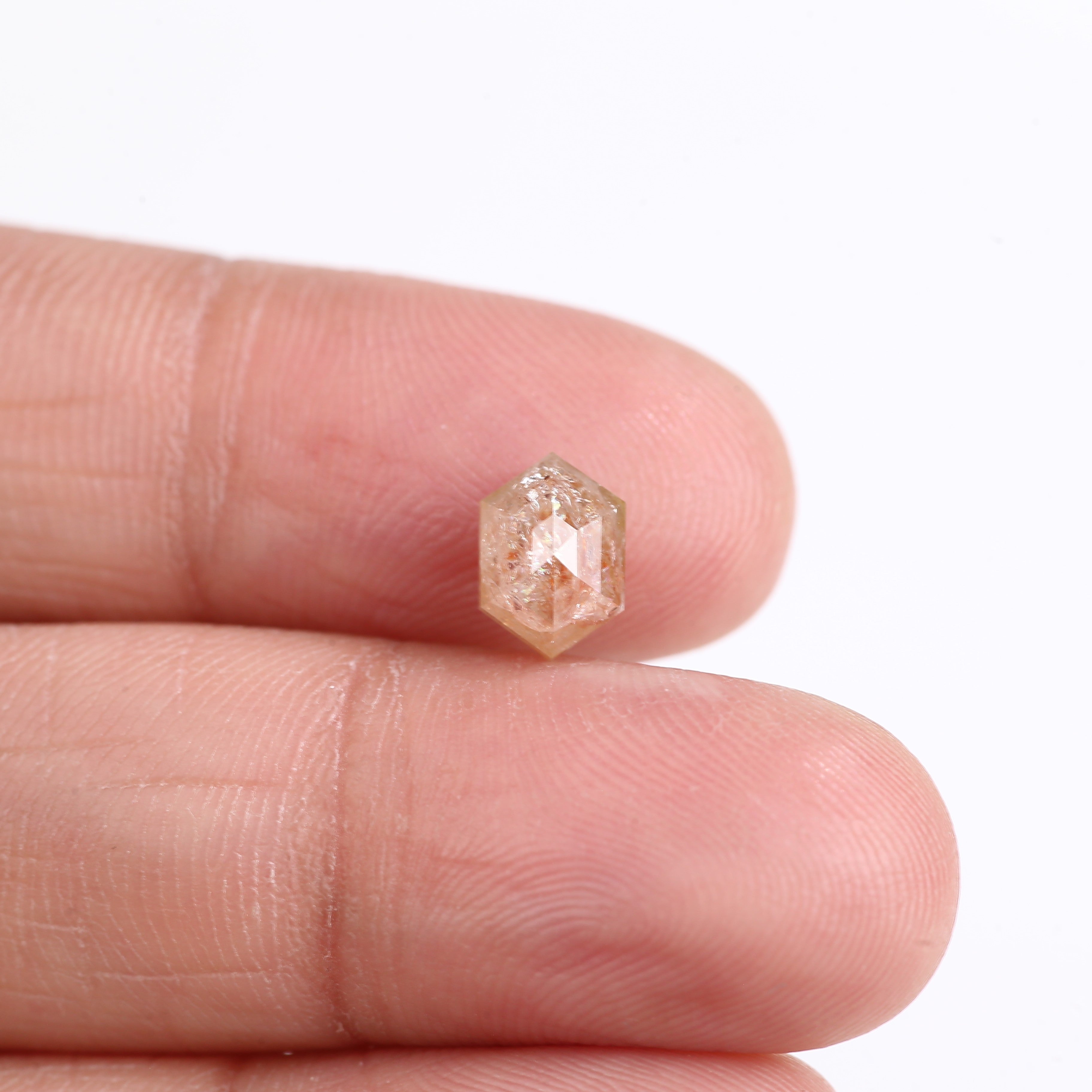 1.74 Carat Natural Orange Hexagon Cut Salt And Pepper Diamond 8 MM