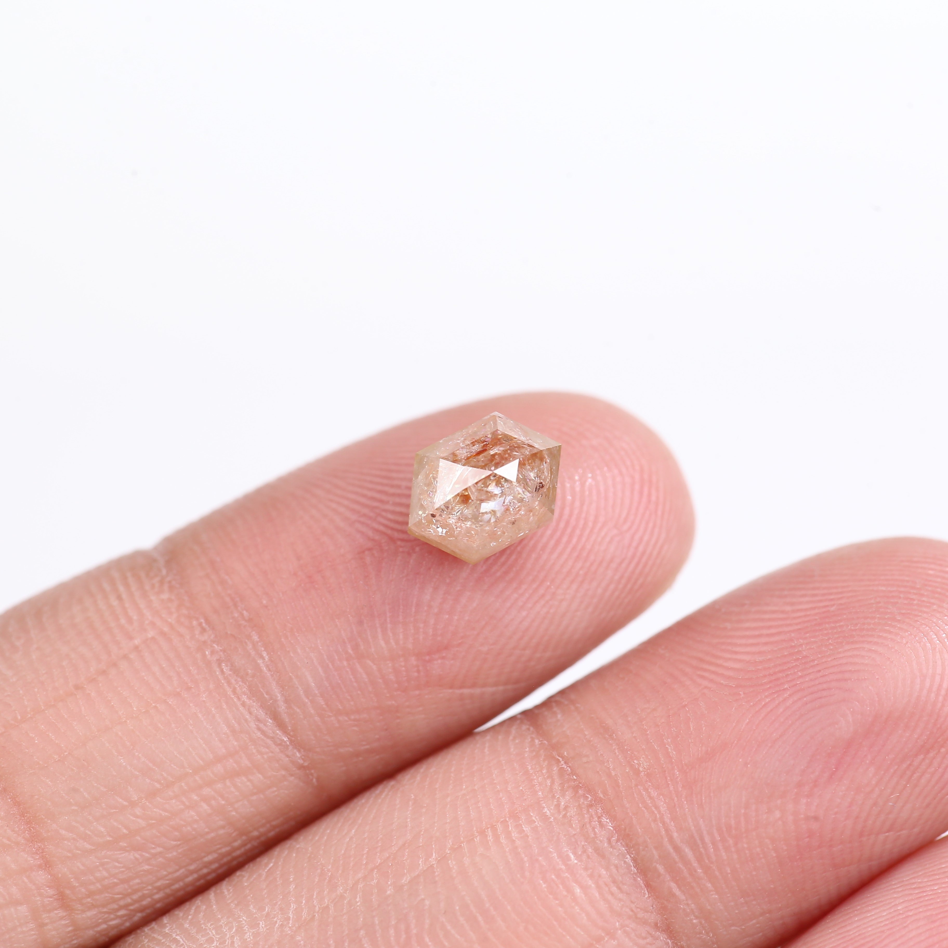 1.74 Carat Natural Orange Hexagon Cut Salt And Pepper Diamond 8 MM