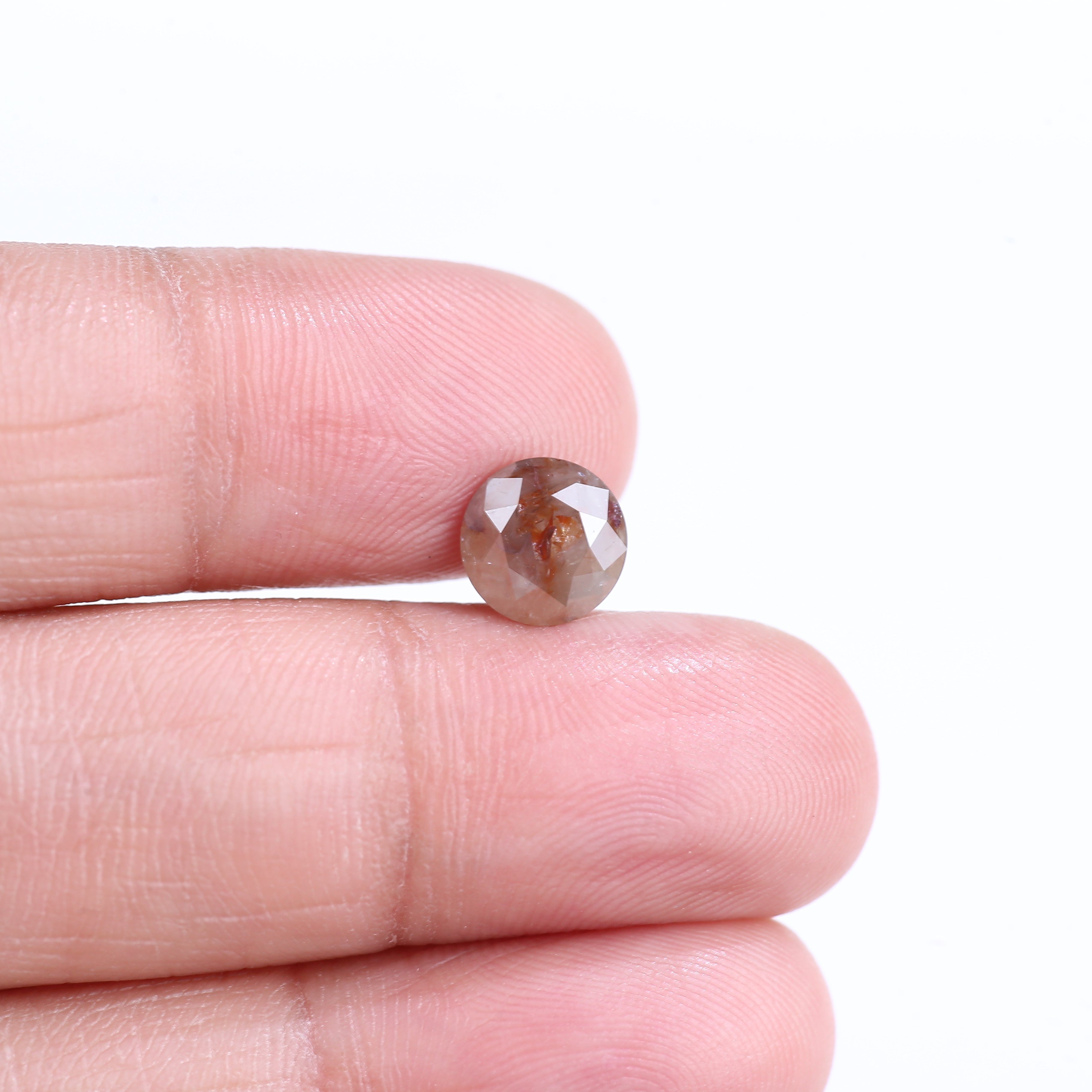 1.77 Carat Natural Red Round Cut Salt And Pepper Diamond 7.60 MM