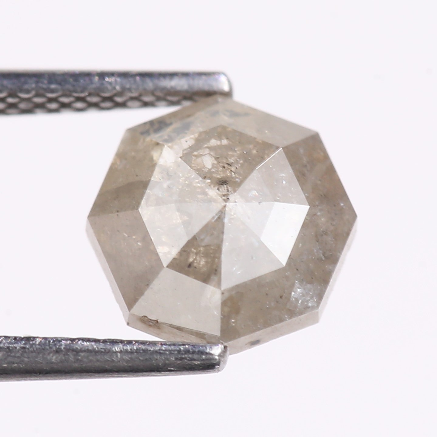 1.66 Carat Natural Gray Hexagon Cut Salt And Pepper Diamond 7.50 MM