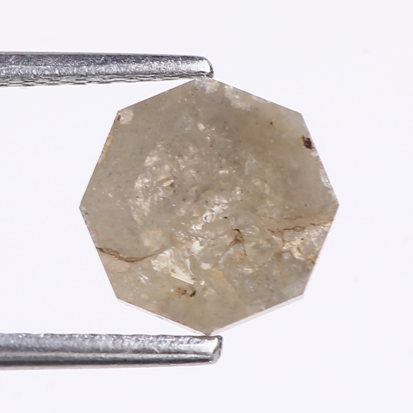 1.66 Carat Natural Gray Hexagon Cut Salt And Pepper Diamond 7.50 MM