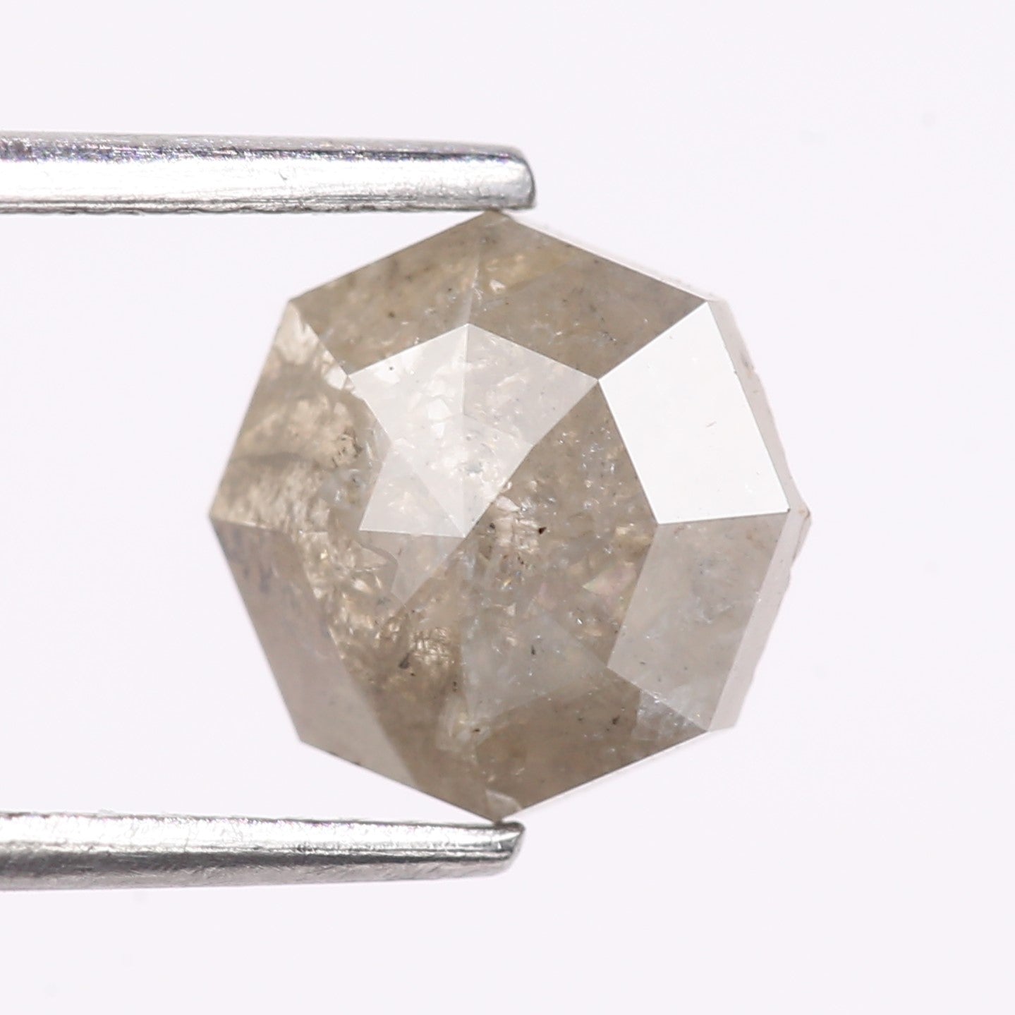 1.66 Carat Natural Gray Hexagon Cut Salt And Pepper Diamond 7.50 MM