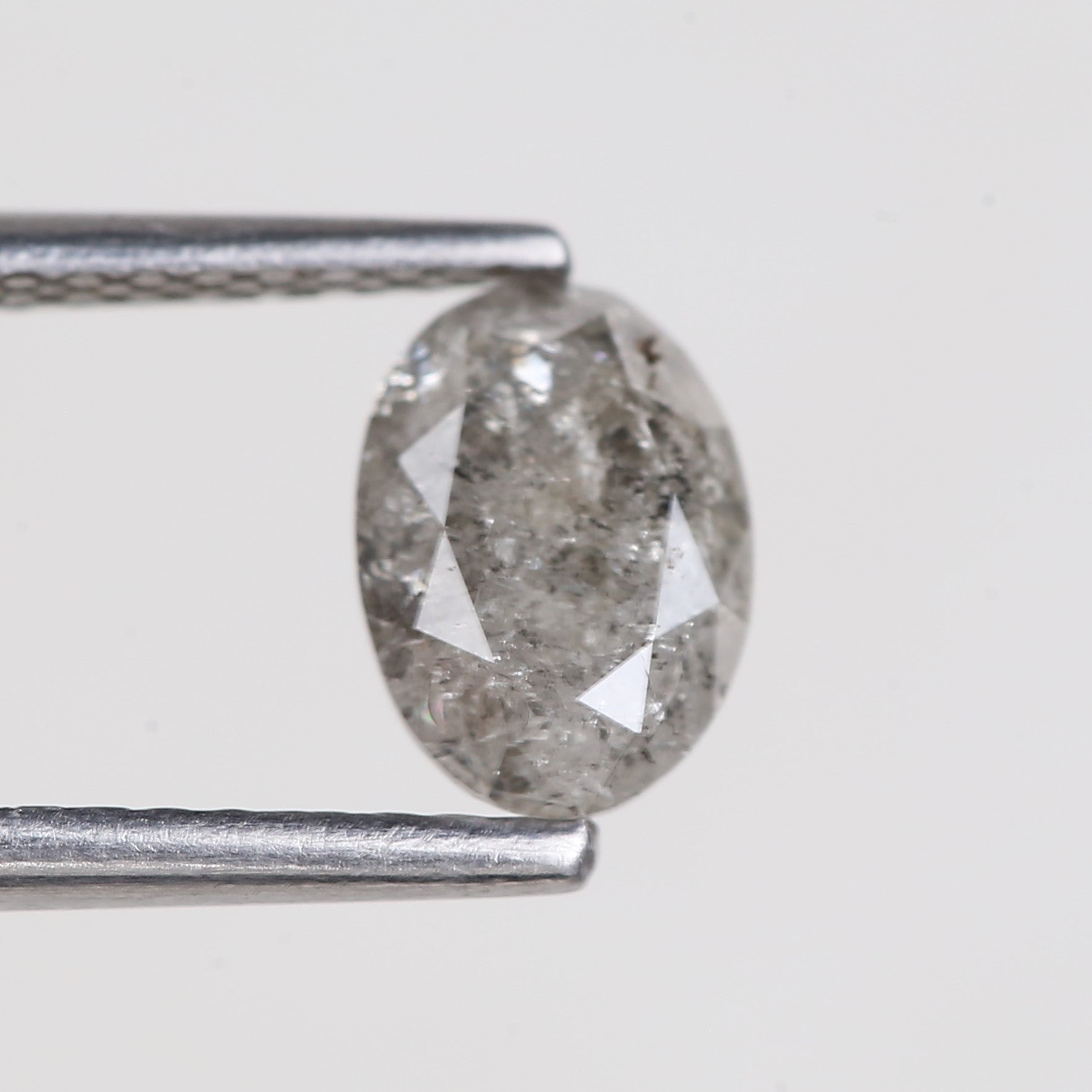 0.87 Carat Natural Grey Oval Cut Brilliant Salt and Pepper Diamond 7.06 MM
