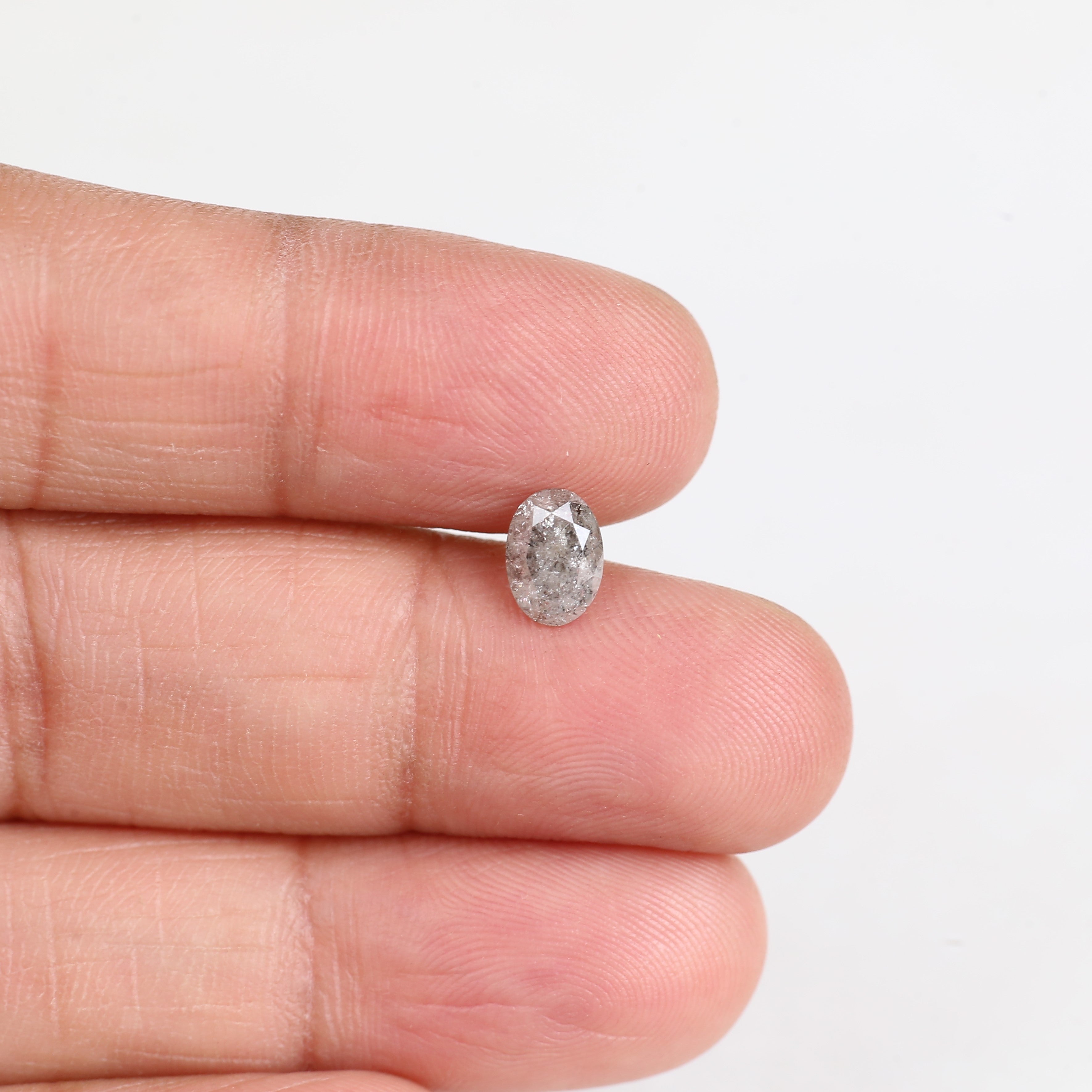 0.87 Carat Natural Grey Oval Cut Brilliant Salt and Pepper Diamond 7.06 MM