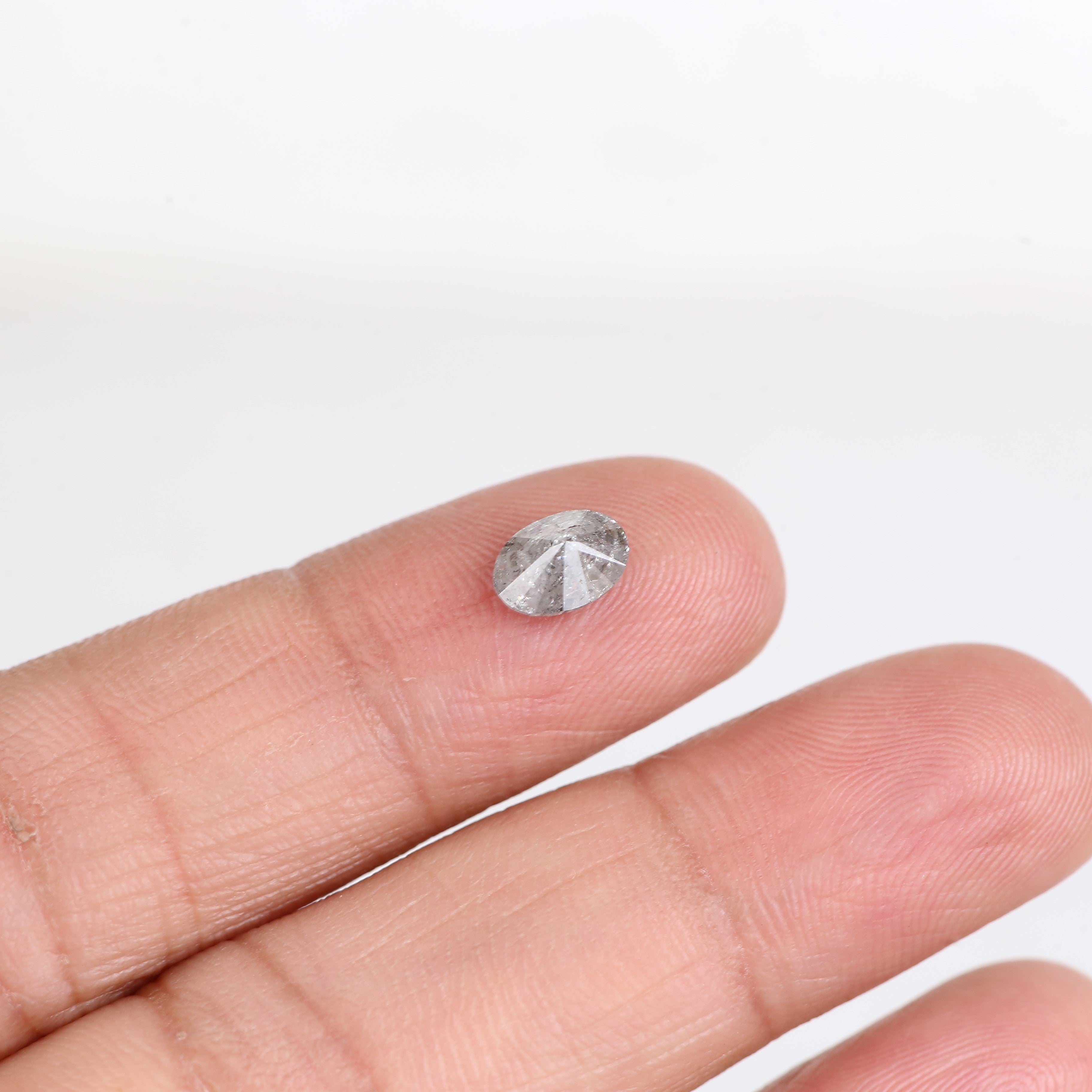 0.87 Carat Natural Grey Oval Cut Brilliant Salt and Pepper Diamond 7.06 MM