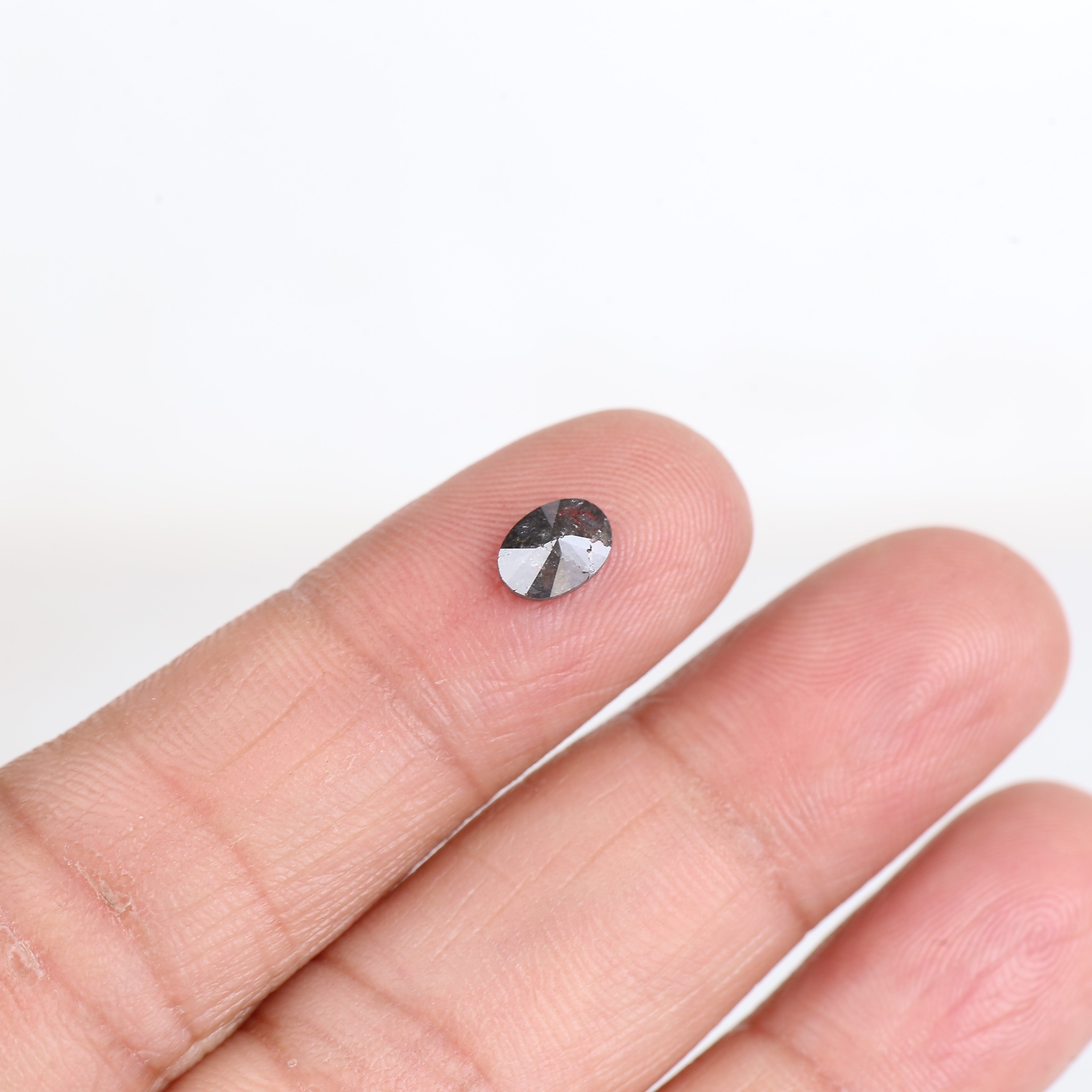 0.67 Carat Natural Grey Oval Salt and Pepper Diamond 6.59 MM