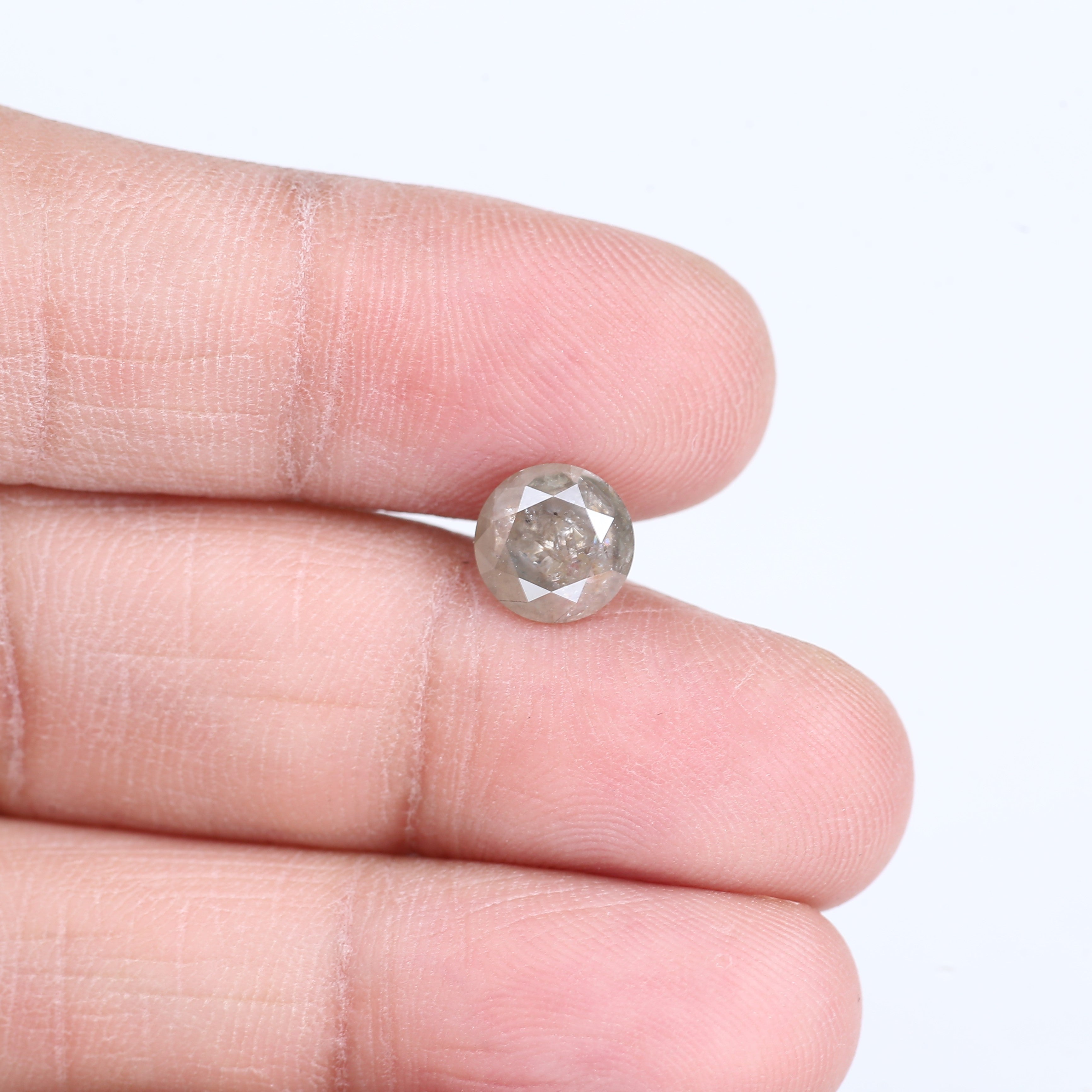 1.88 Carat Natural Grey Round Cut Salt and Pepper Diamond 7.5 MM