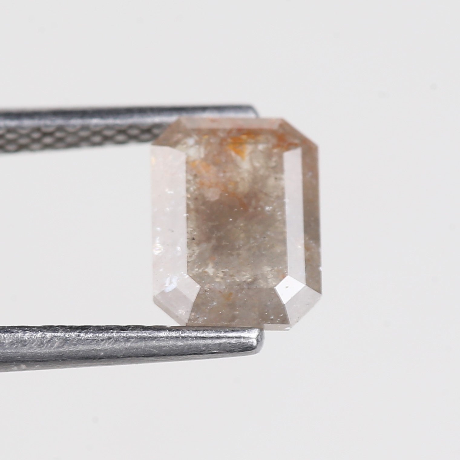 1 Carat Emerald Salt and Pepper Diamond Natural Orange Gray 7.4 MM