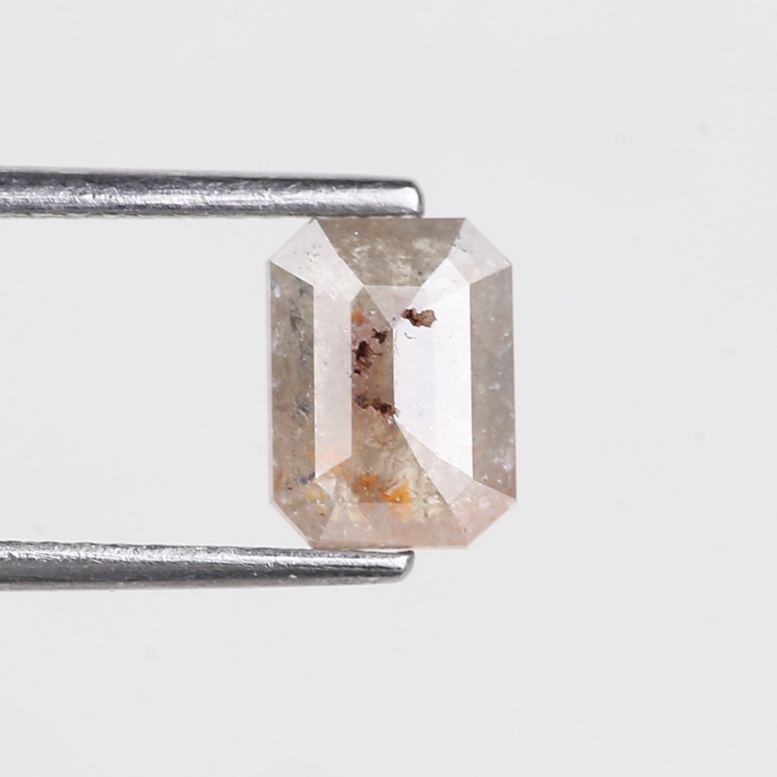 1 Carat Emerald Salt and Pepper Diamond Natural Orange Gray 7.4 MM