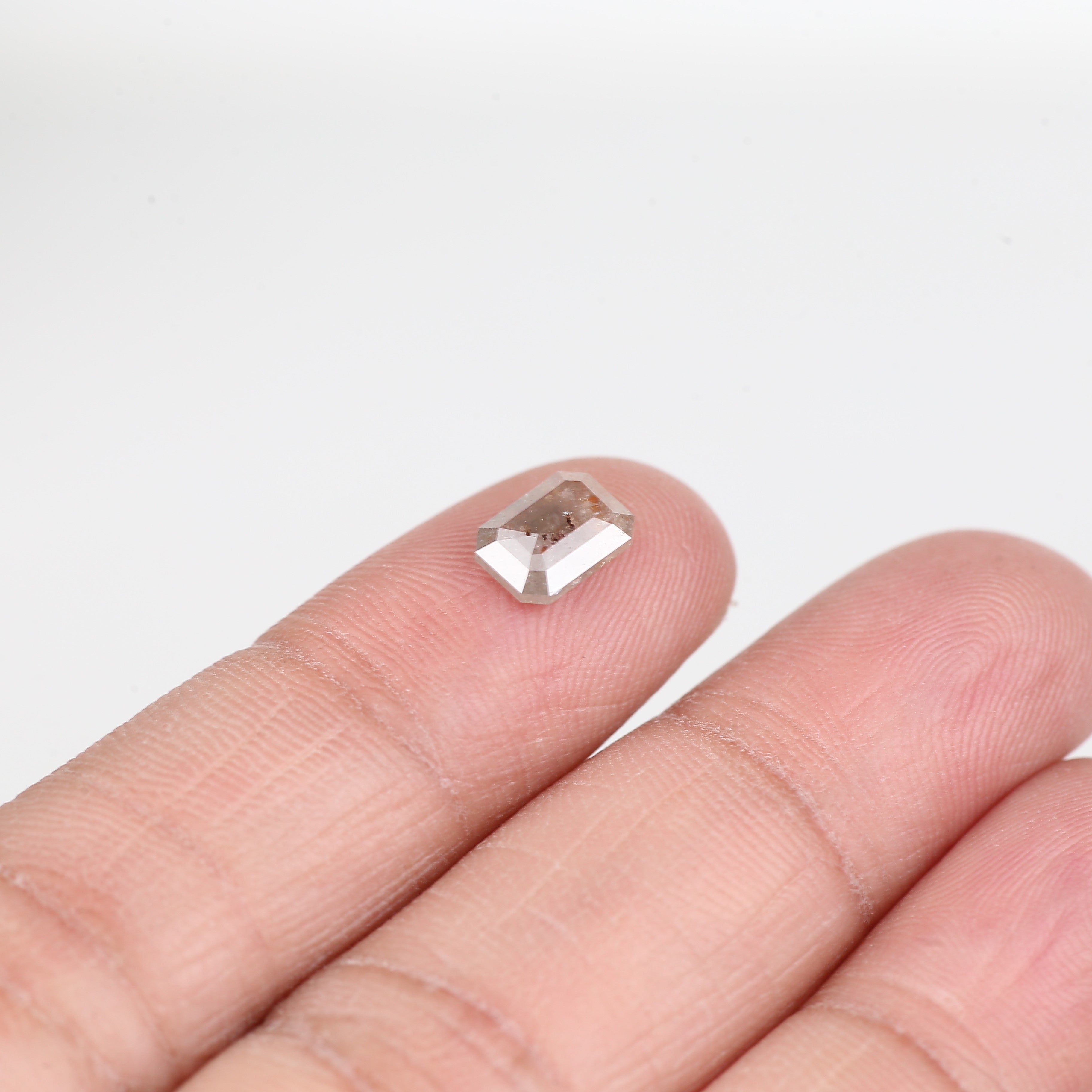 1 Carat Emerald Salt and Pepper Diamond Natural Orange Gray 7.4 MM