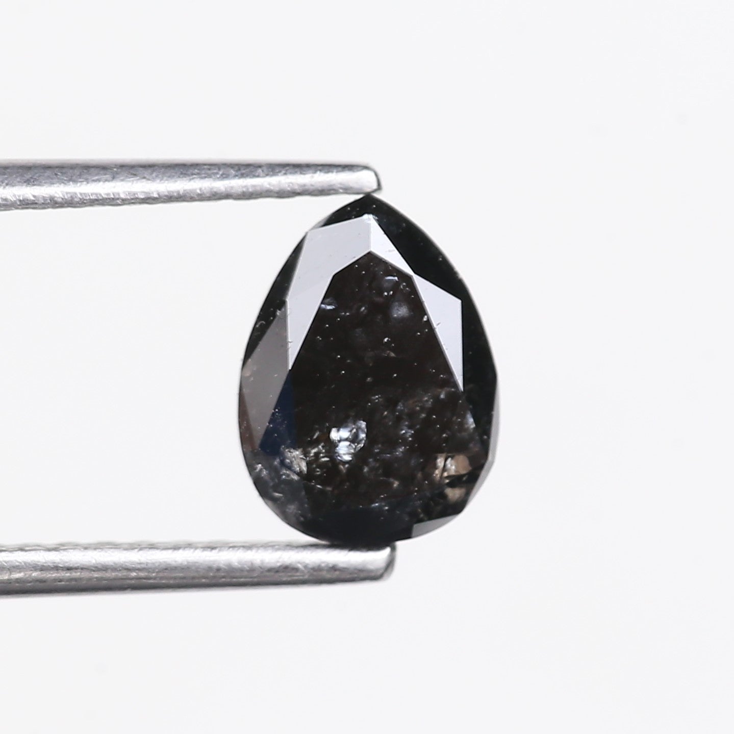 1.15 Carat Natural Fancy Black Pear Salt and Pepper Diamond 7.50 MM