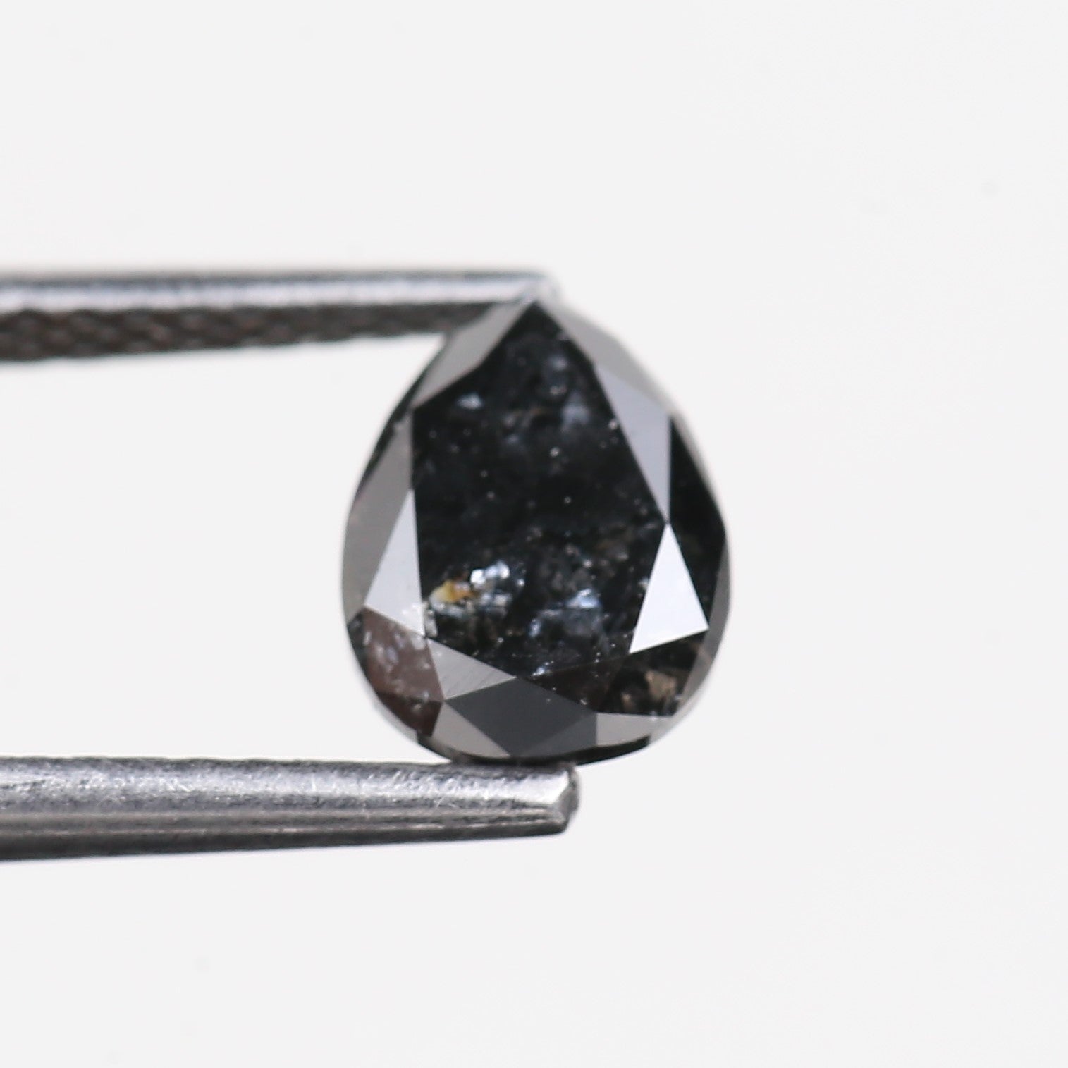 1.15 Carat Natural Fancy Black Pear Salt and Pepper Diamond 7.50 MM