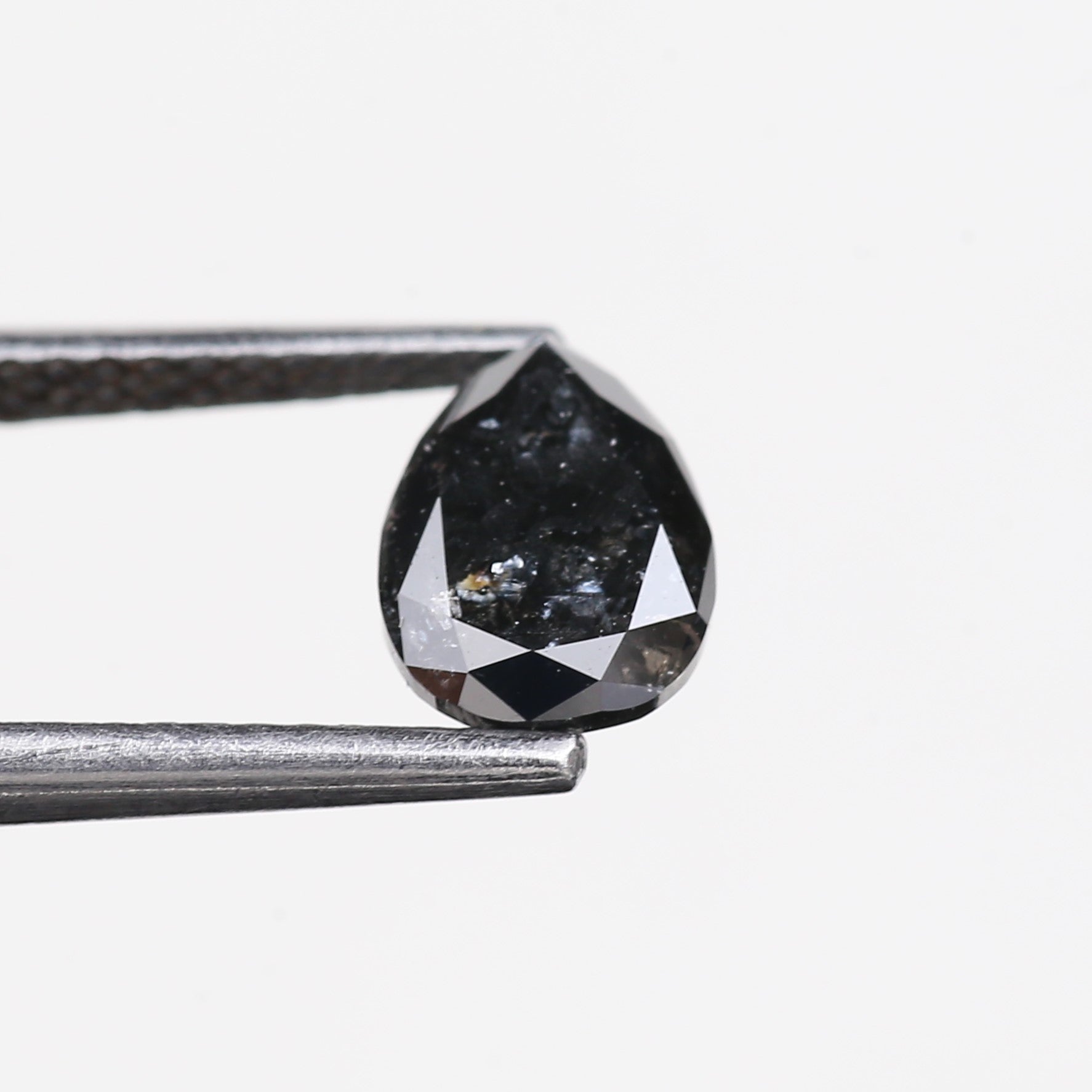 1.15 Carat Natural Fancy Black Pear Salt and Pepper Diamond 7.50 MM