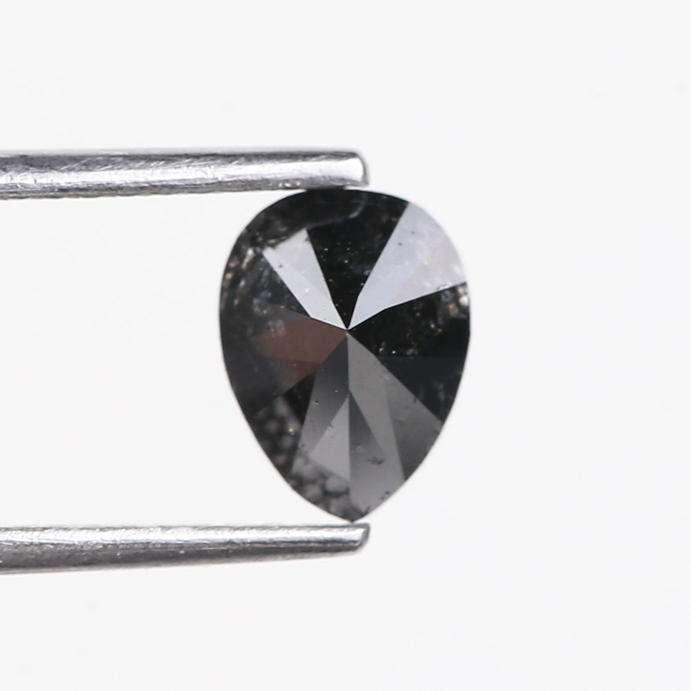 1.15 Carat Natural Fancy Black Pear Salt and Pepper Diamond 7.50 MM