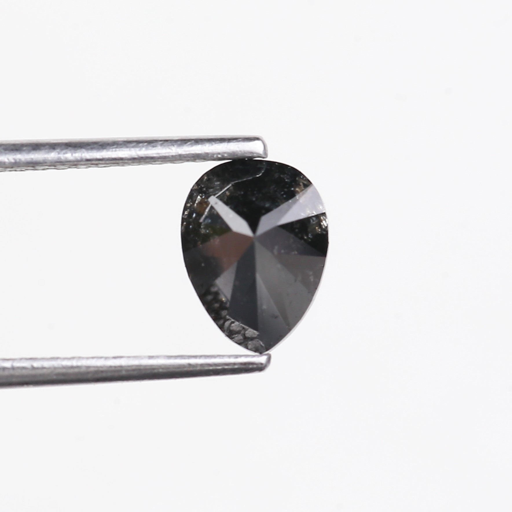 1.15 Carat Natural Fancy Black Pear Salt and Pepper Diamond 7.50 MM