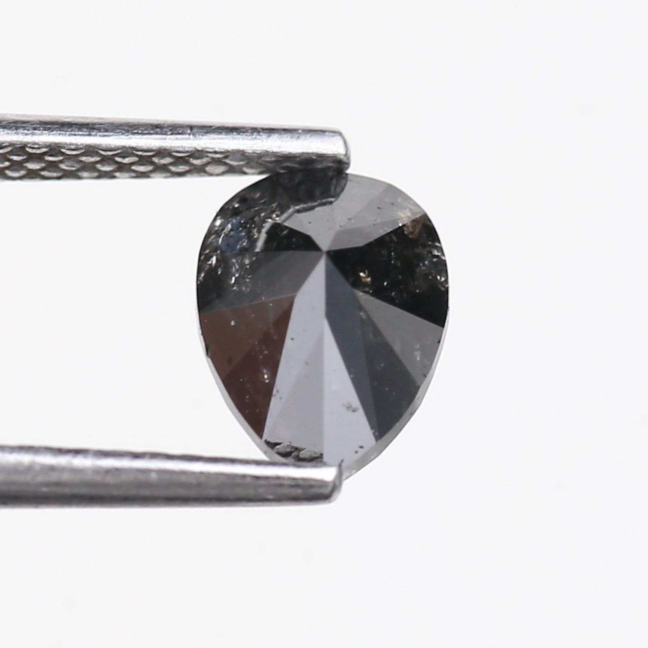 1.15 Carat Natural Fancy Black Pear Salt and Pepper Diamond 7.50 MM