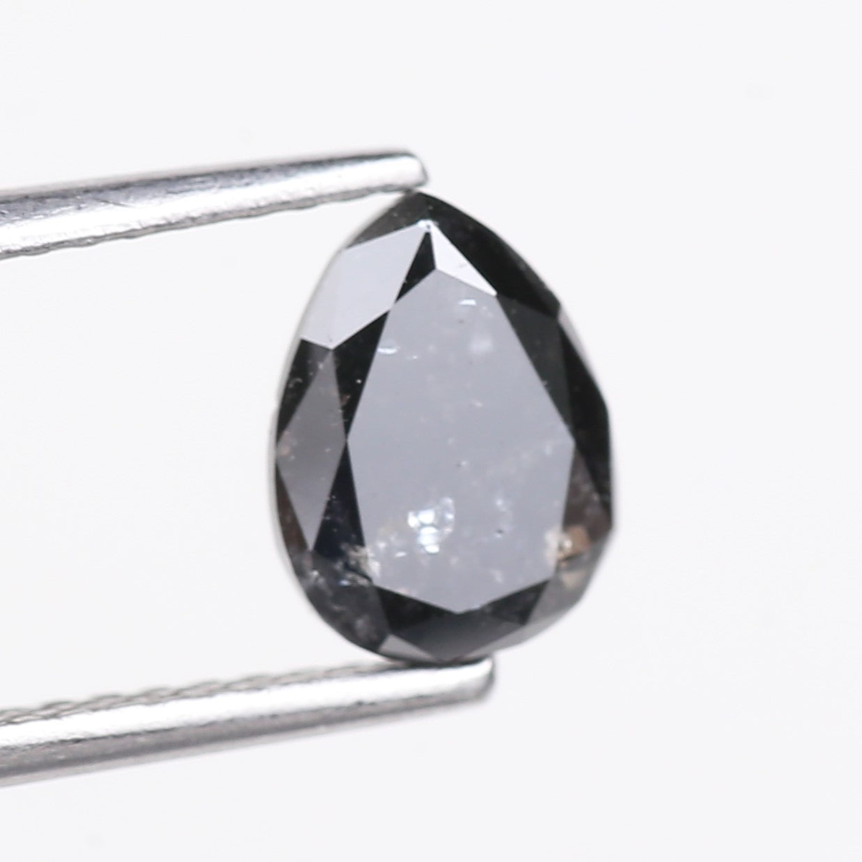 1.15 Carat Natural Fancy Black Pear Salt and Pepper Diamond 7.50 MM