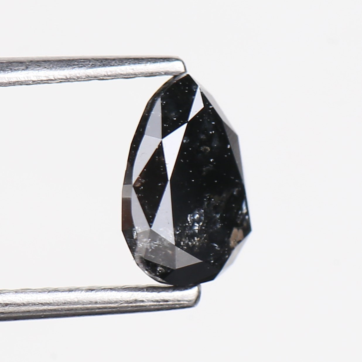 1.15 Carat Natural Fancy Black Pear Salt and Pepper Diamond 7.50 MM