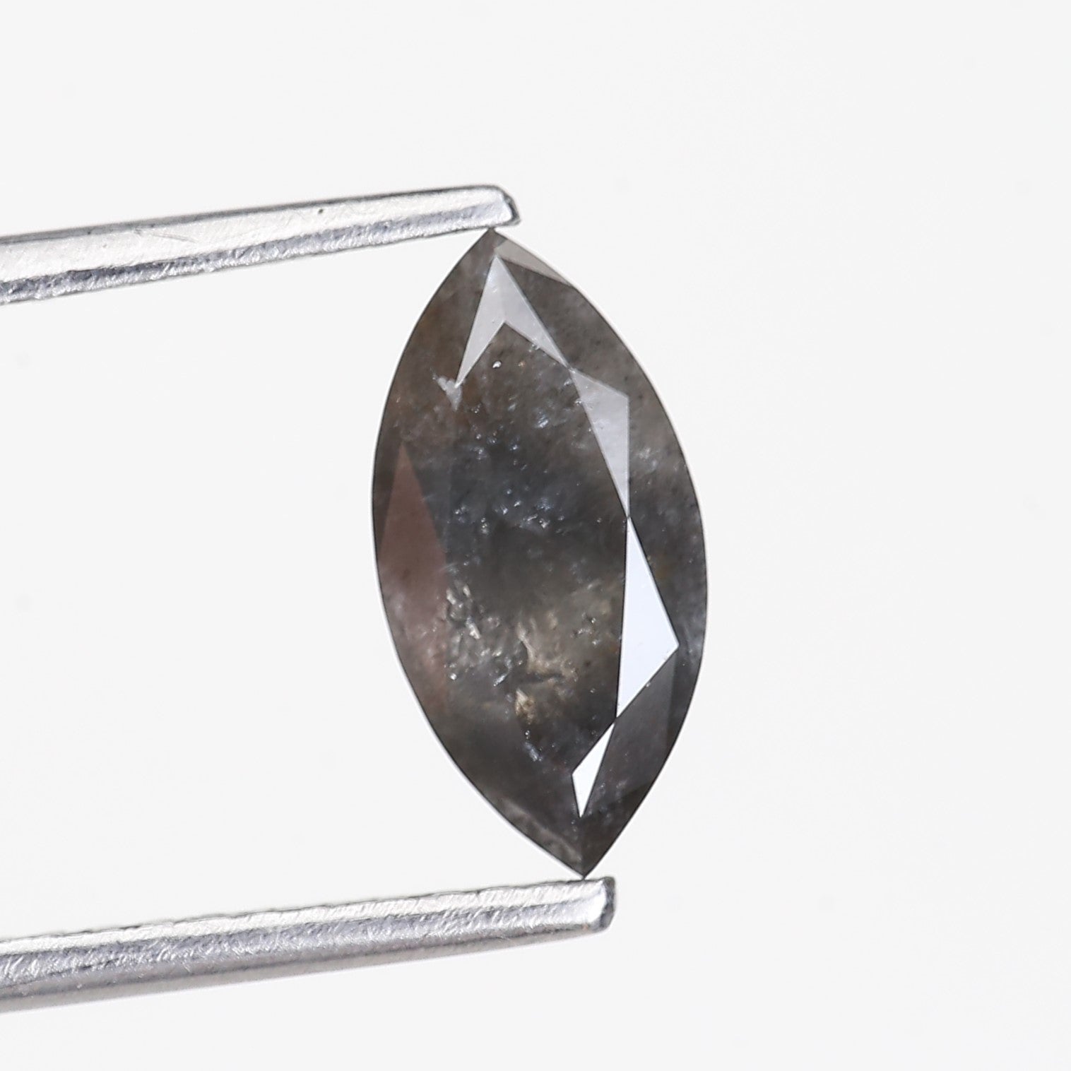 0.89 Carat Natural Marquise Cut Grey Salt and Pepper Diamond 9.99 MM