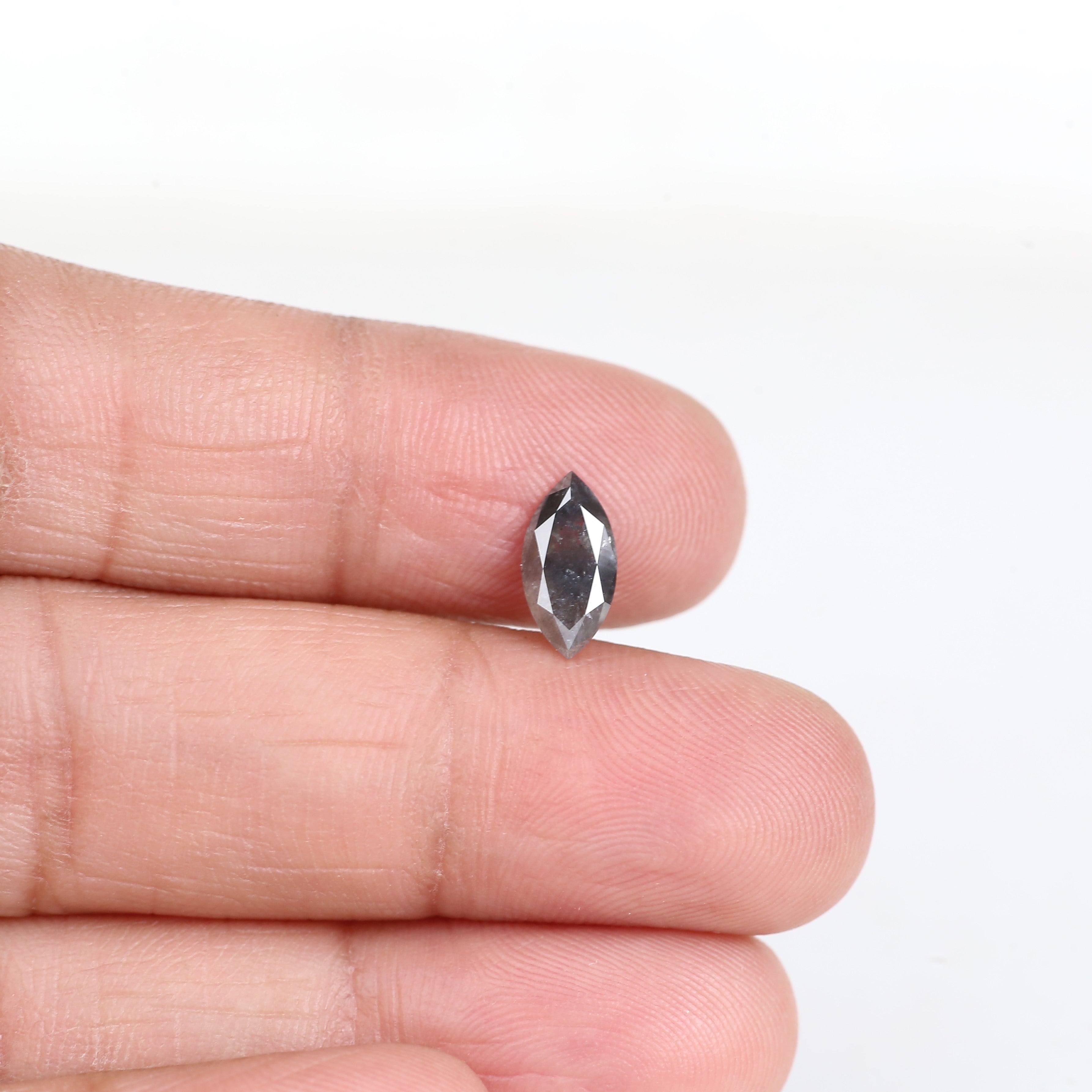 0.89 Carat Natural Marquise Cut Grey Salt and Pepper Diamond 9.99 MM
