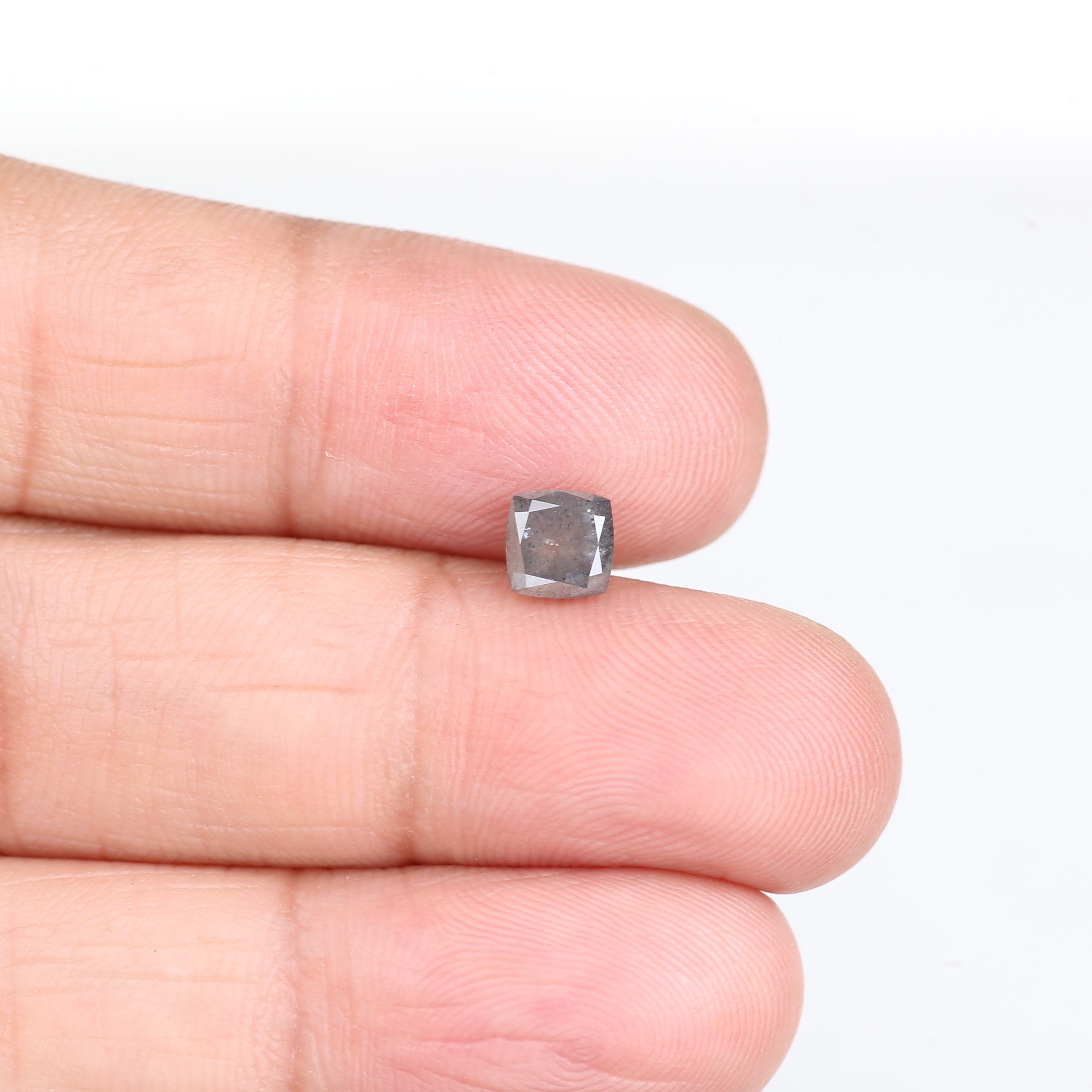 0.95 Carat Double Cut Cushion Salt and Pepper Diamond 5.20 MM