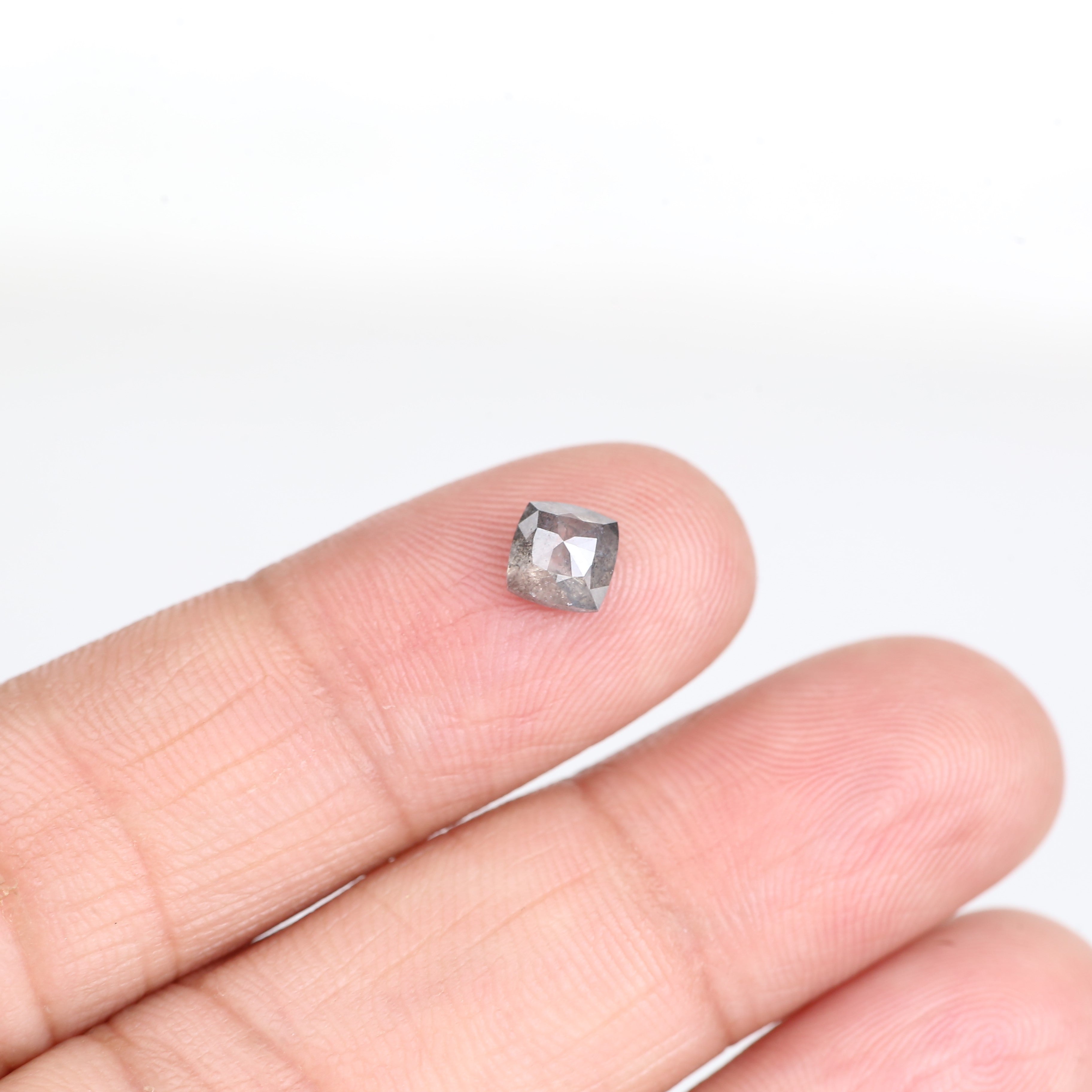 0.95 Carat Double Cut Cushion Salt and Pepper Diamond 5.20 MM