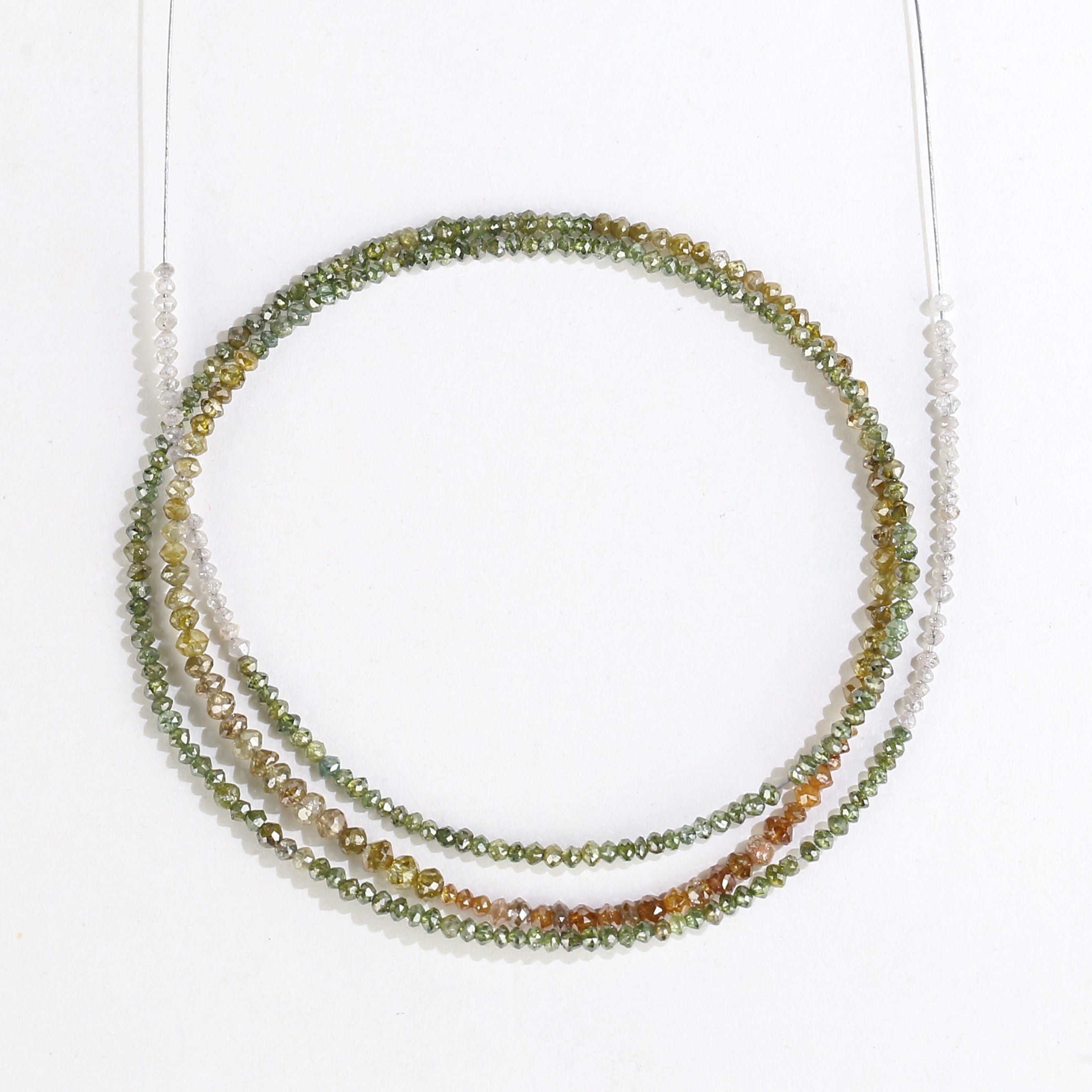 15 Carat Natural Yellowish White Green Multi Color Diamond Beads 1.30 - 2 MM