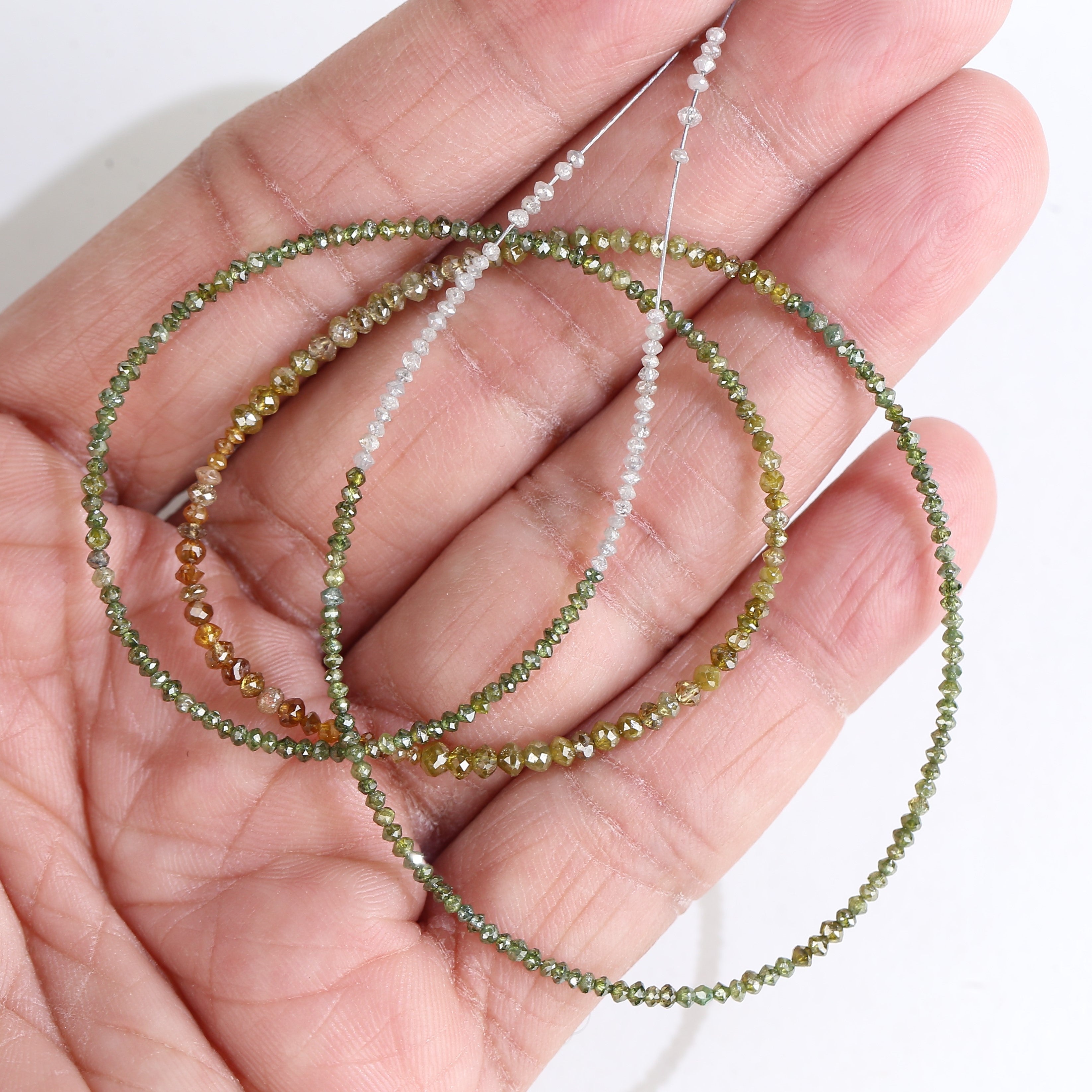 15 Carat Natural Yellowish White Green Multi Color Diamond Beads 1.30 - 2 MM