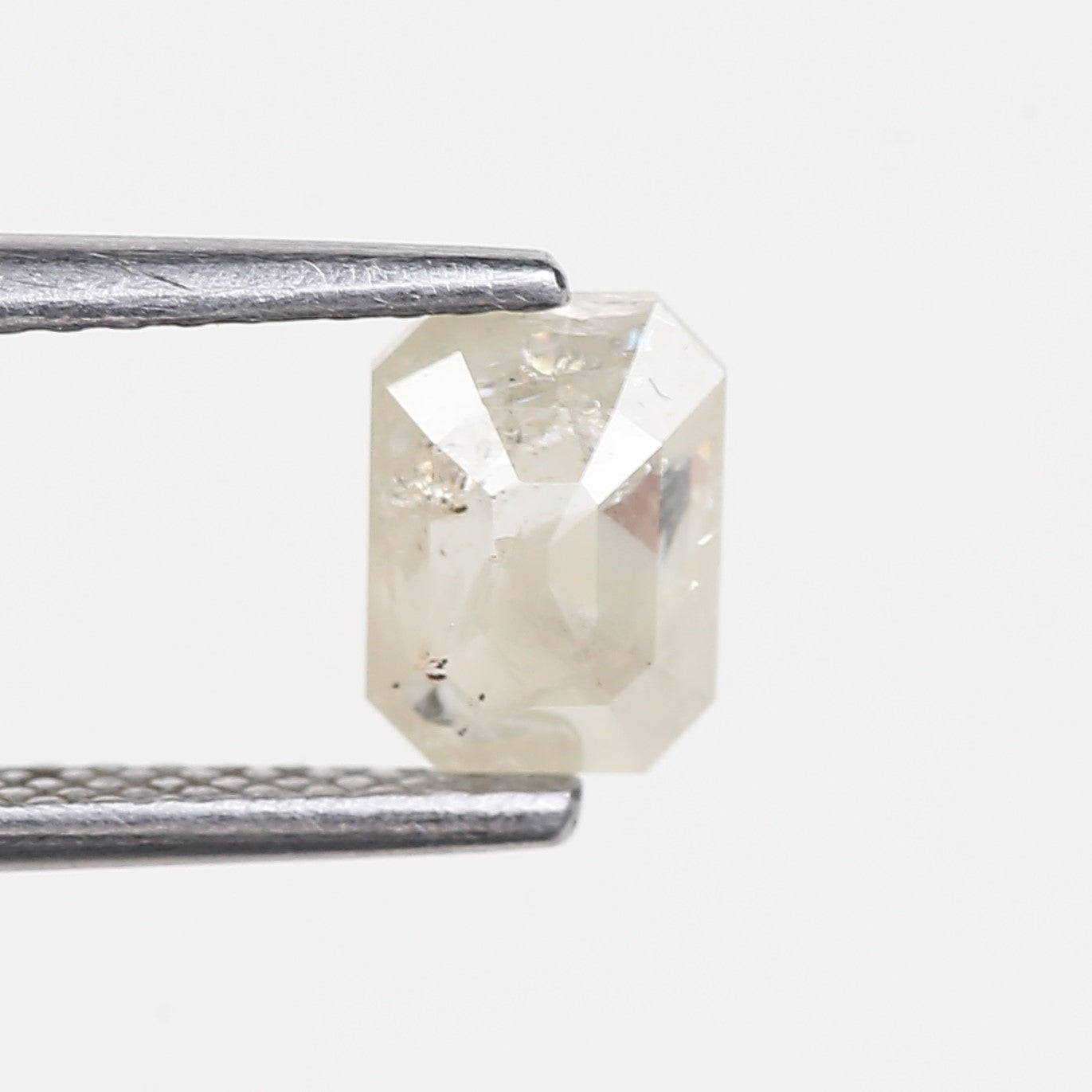 0.87 Carat Emerald Cut Salt and Pepper Diamond 6.37 MM