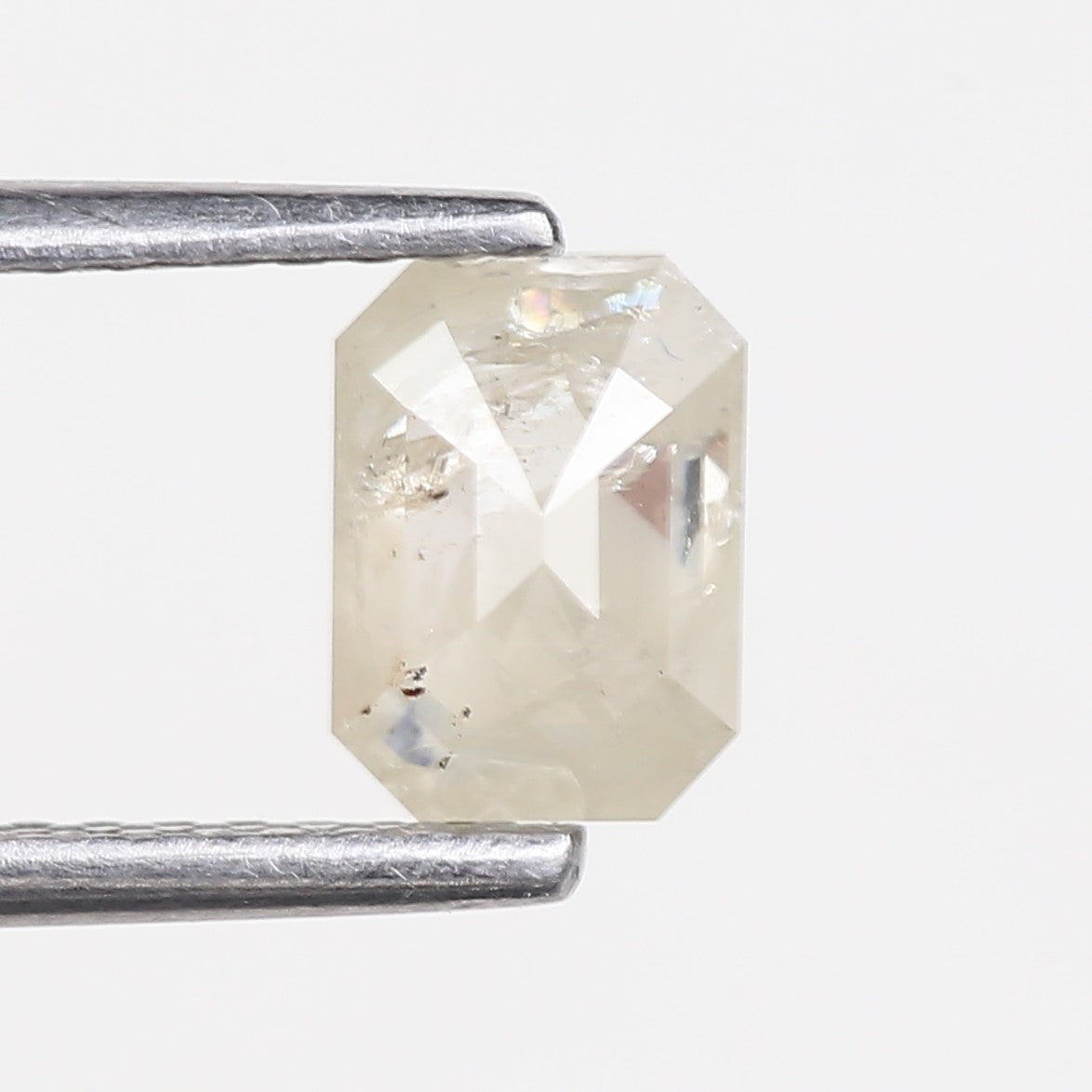 0.87 Carat Emerald Cut Salt and Pepper Diamond 6.37 MM