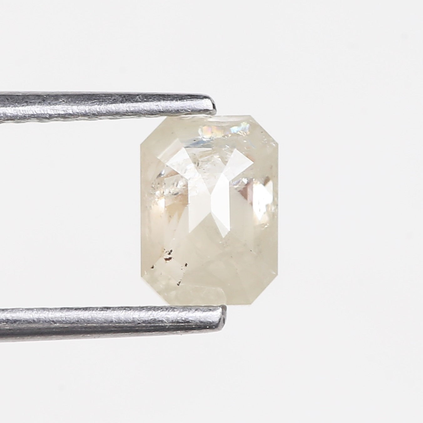 0.87 Carat Emerald Cut Salt and Pepper Diamond 6.37 MM