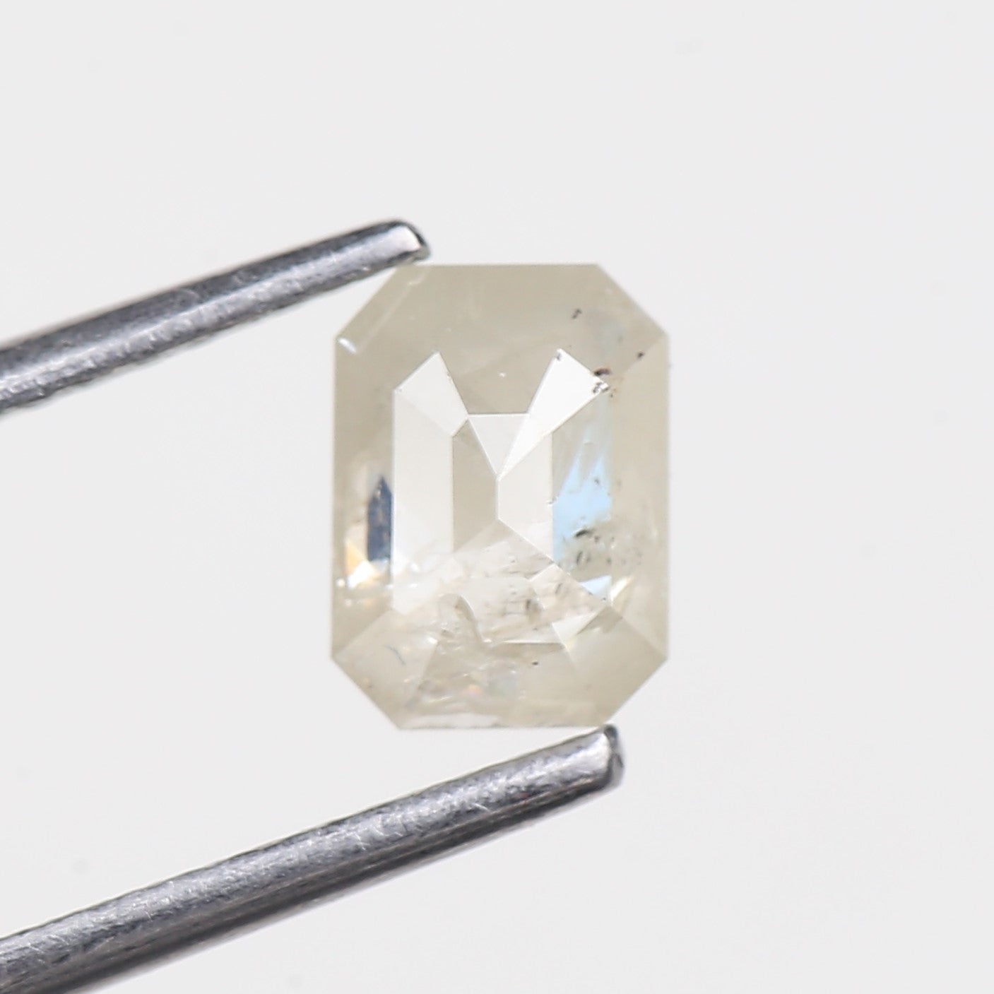 0.87 Carat Emerald Cut Salt and Pepper Diamond 6.37 MM
