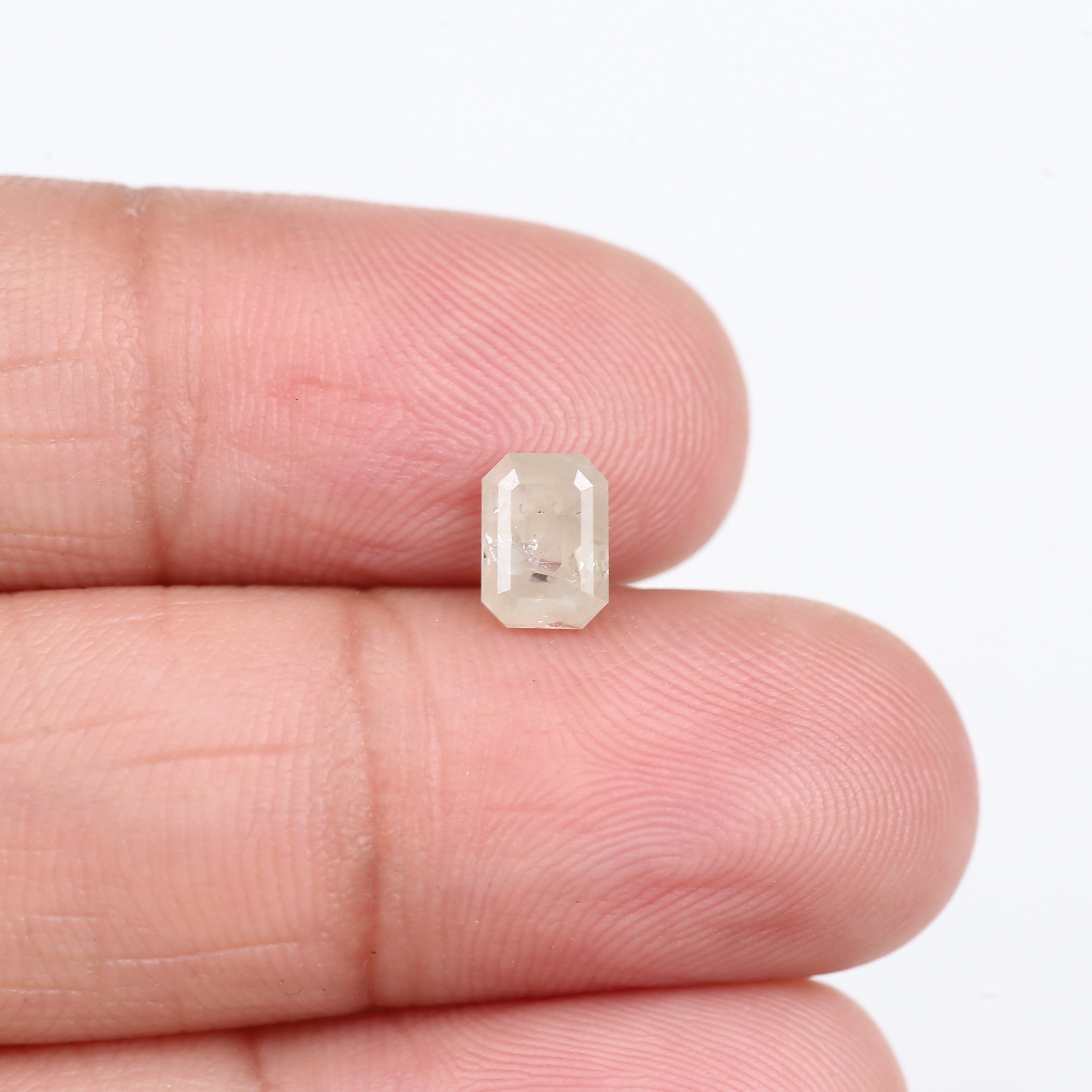 0.87 Carat Emerald Cut Salt and Pepper Diamond 6.37 MM